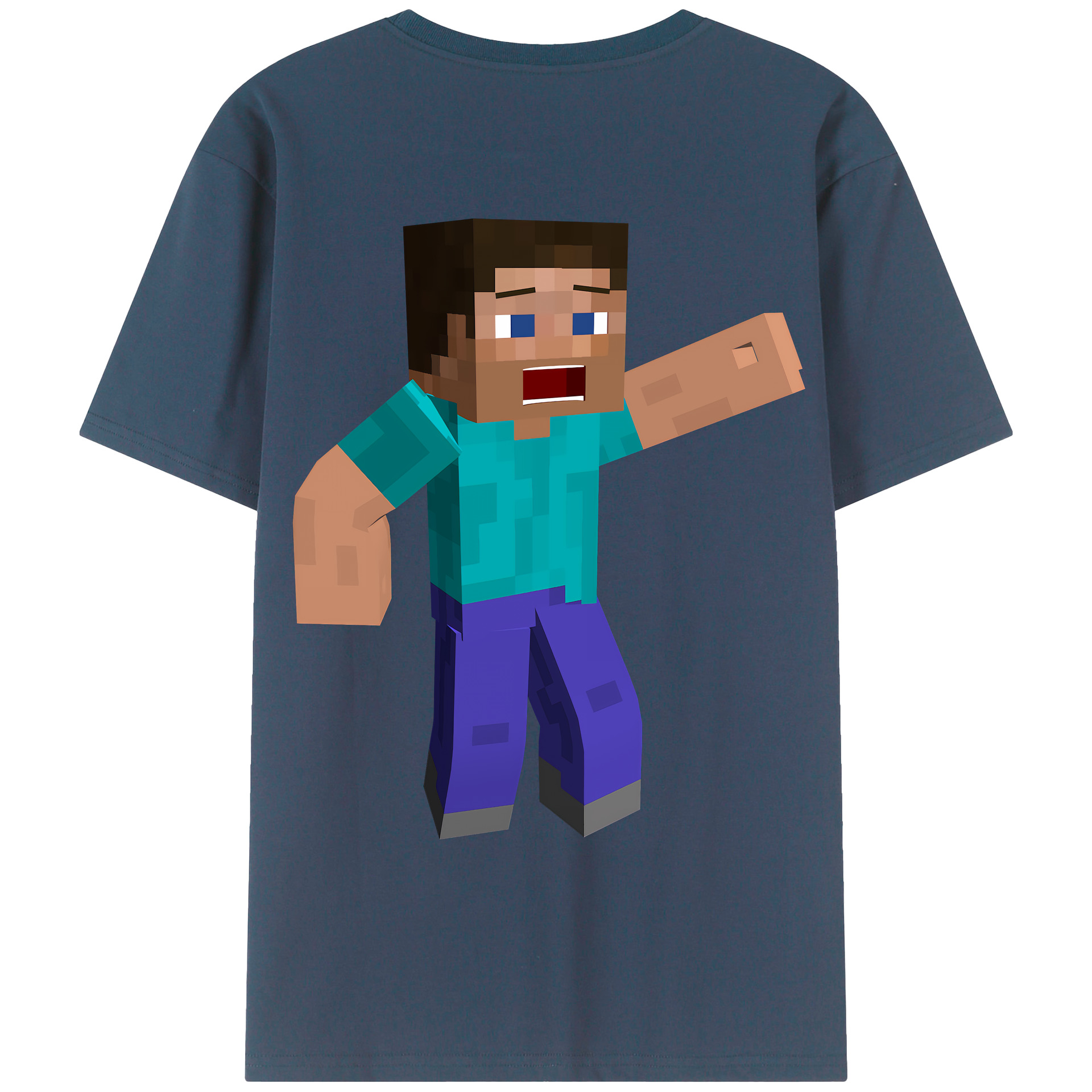 （画像用） マインクラフト ブロックの世界 Minecraft MC Block world 綿100％ メンズ半袖Tシャツ（バックプリント） 通気性