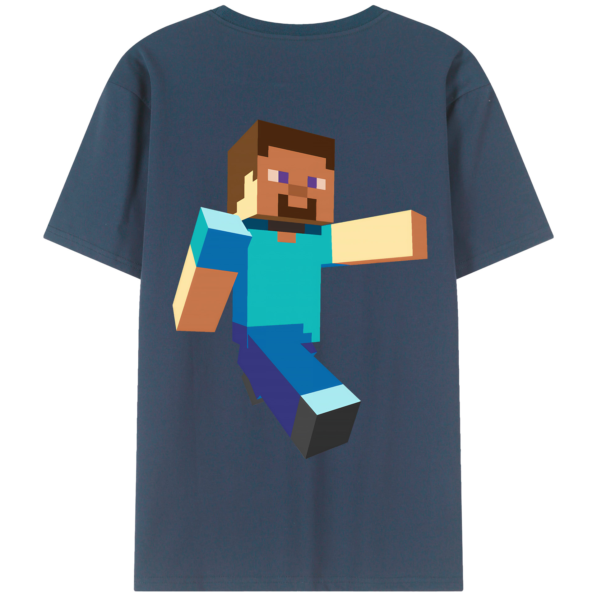 （画像用） マインクラフト ブロックの世界 Minecraft MC Block world 綿100％ メンズ半袖Tシャツ（バックプリント） 通気性