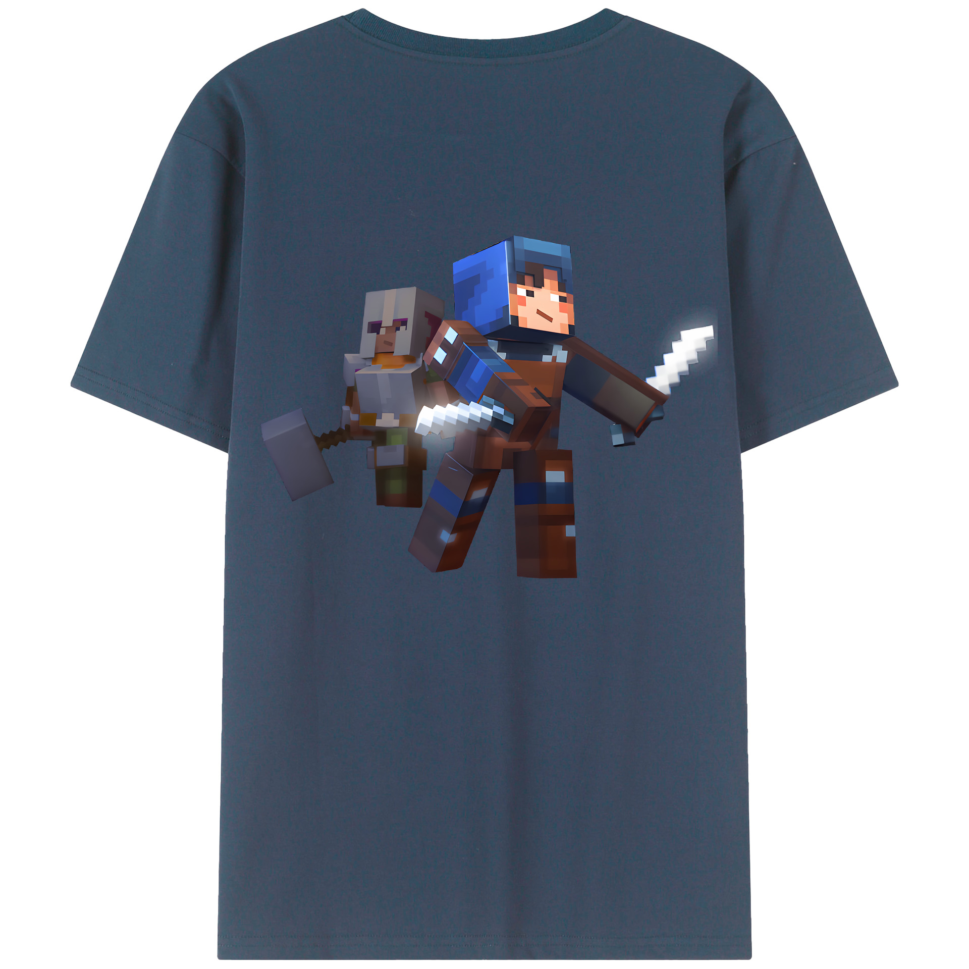 （画像用） マインクラフト ブロックの世界 Minecraft MC Block world 綿100％ メンズ半袖Tシャツ（バックプリント） 通気性