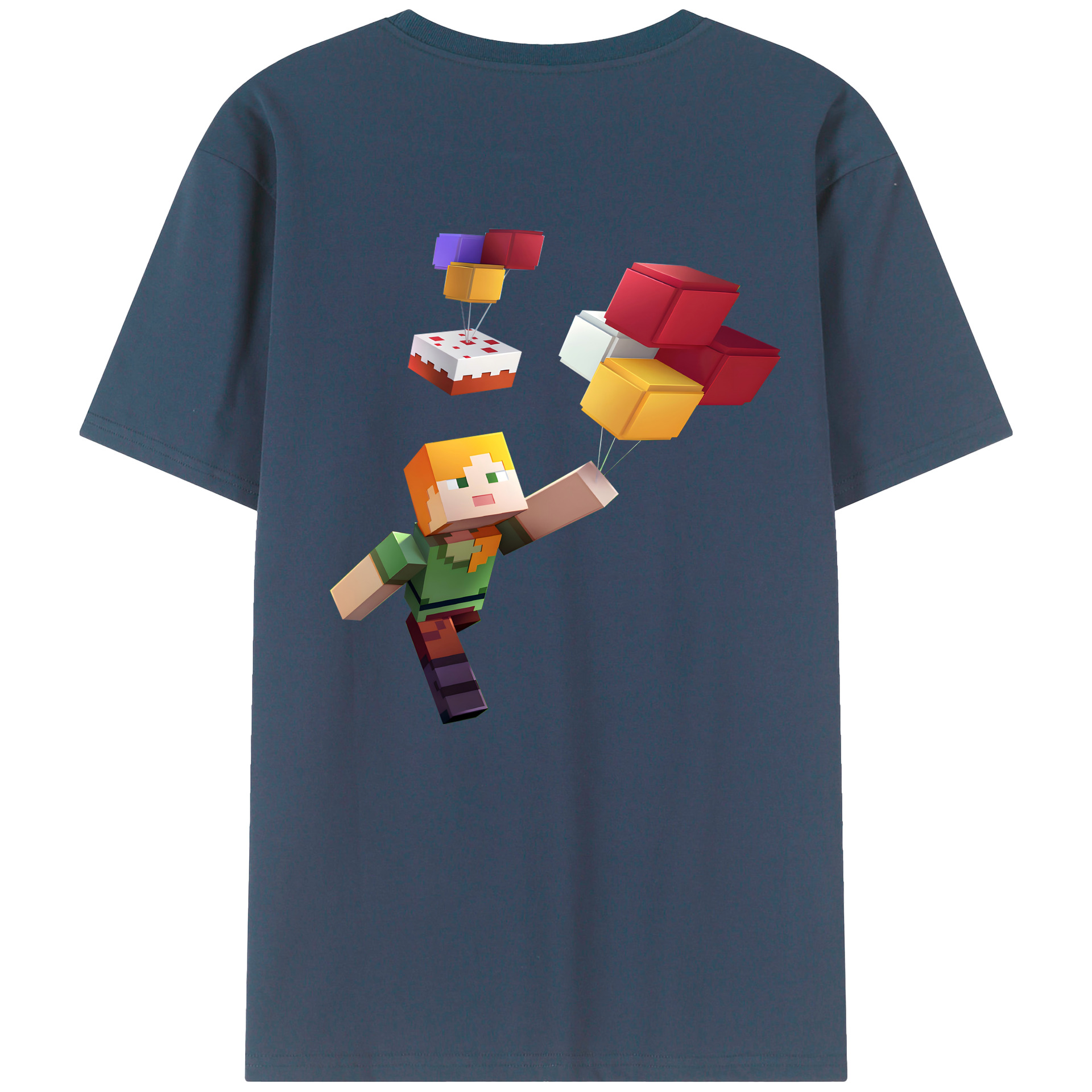 （画像用） マインクラフト ブロックの世界 Minecraft MC Block world 綿100％ メンズ半袖Tシャツ（バックプリント） 通気性
