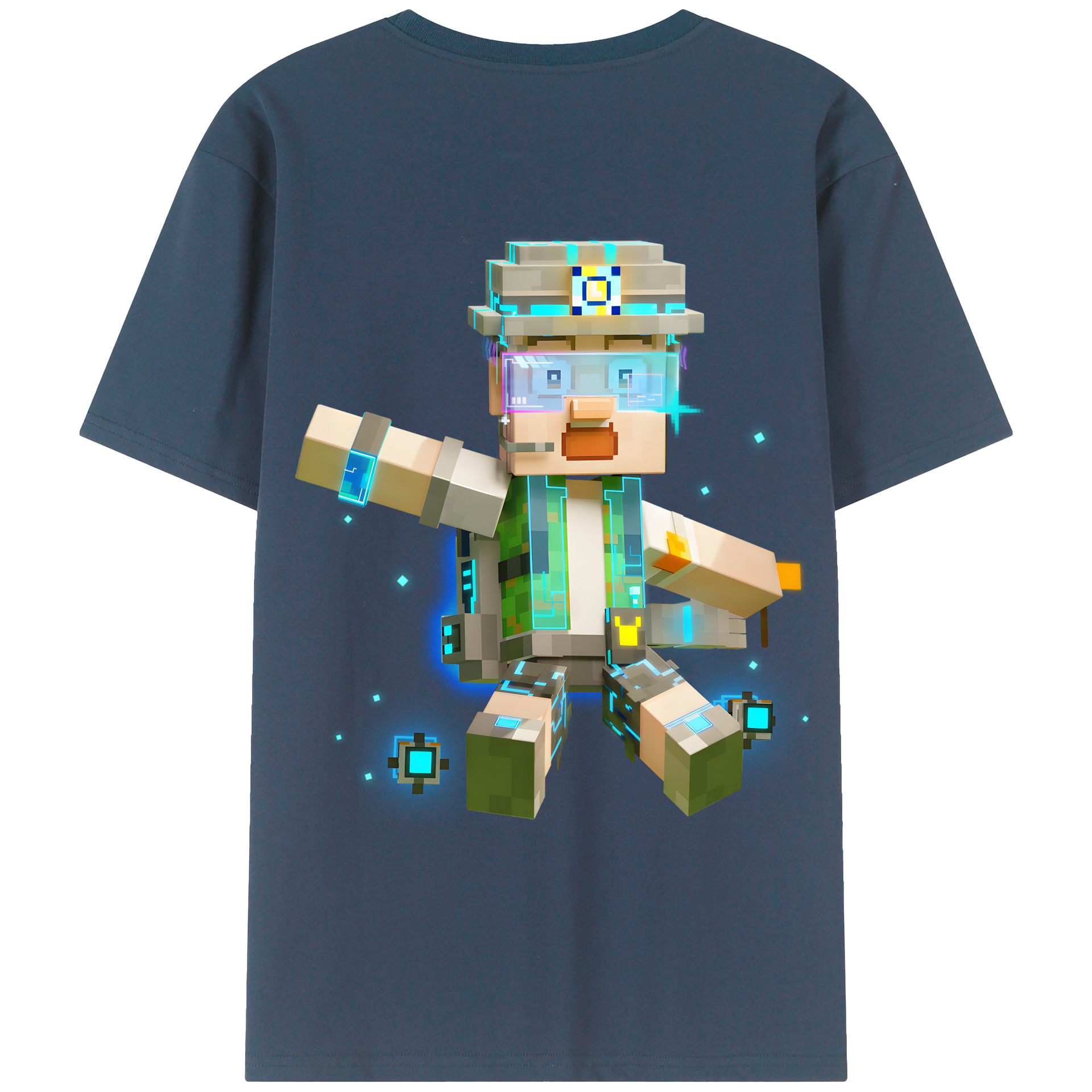 （画像用） マインクラフト ブロックの世界 Minecraft MC Block world 綿100％ メンズ半袖Tシャツ（バックプリント） 通気性