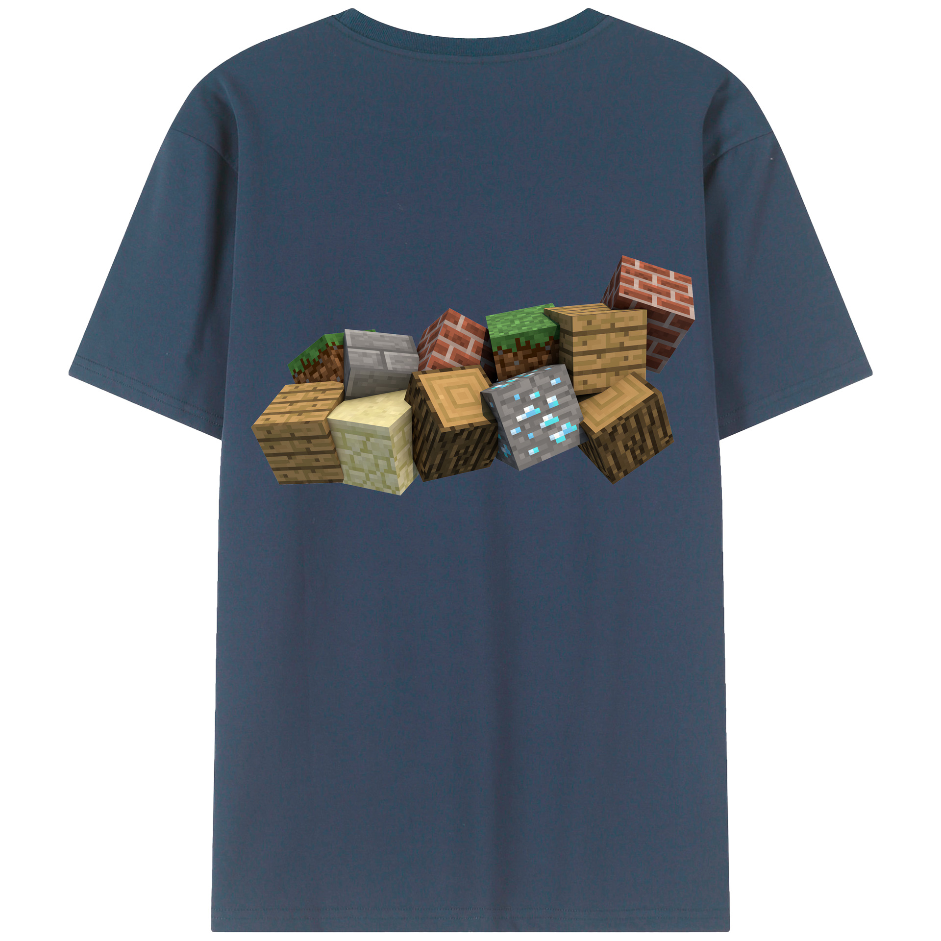 （画像用） マインクラフト ブロックの世界 Minecraft MC Block world 綿100％ メンズ半袖Tシャツ（バックプリント） 通気性