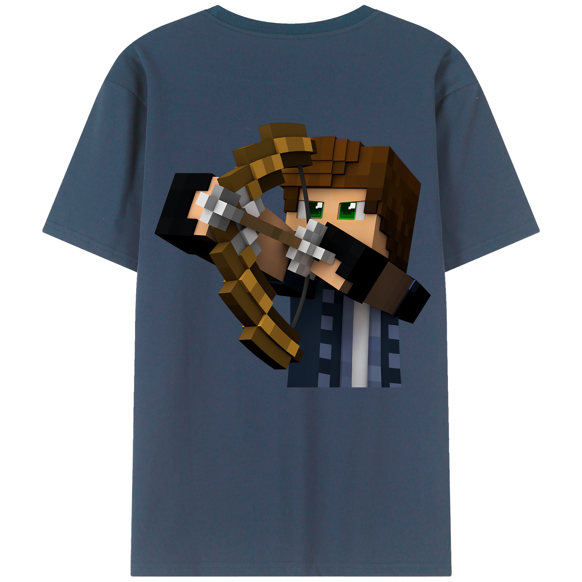 （画像用） マインクラフト ブロックの世界 Minecraft MC Block world 綿100％ メンズ半袖Tシャツ（バックプリント） 通気性