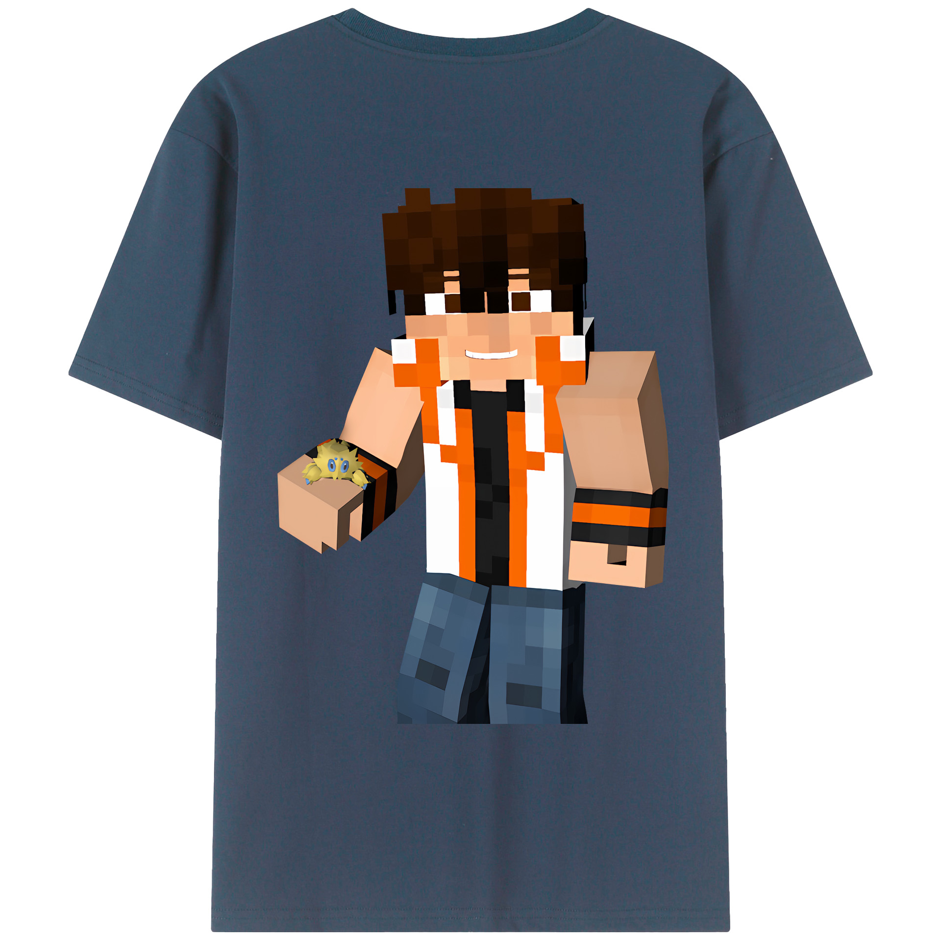 （画像用） マインクラフト ブロックの世界 Minecraft MC Block world 綿100％ メンズ半袖Tシャツ（バックプリント） 通気性
