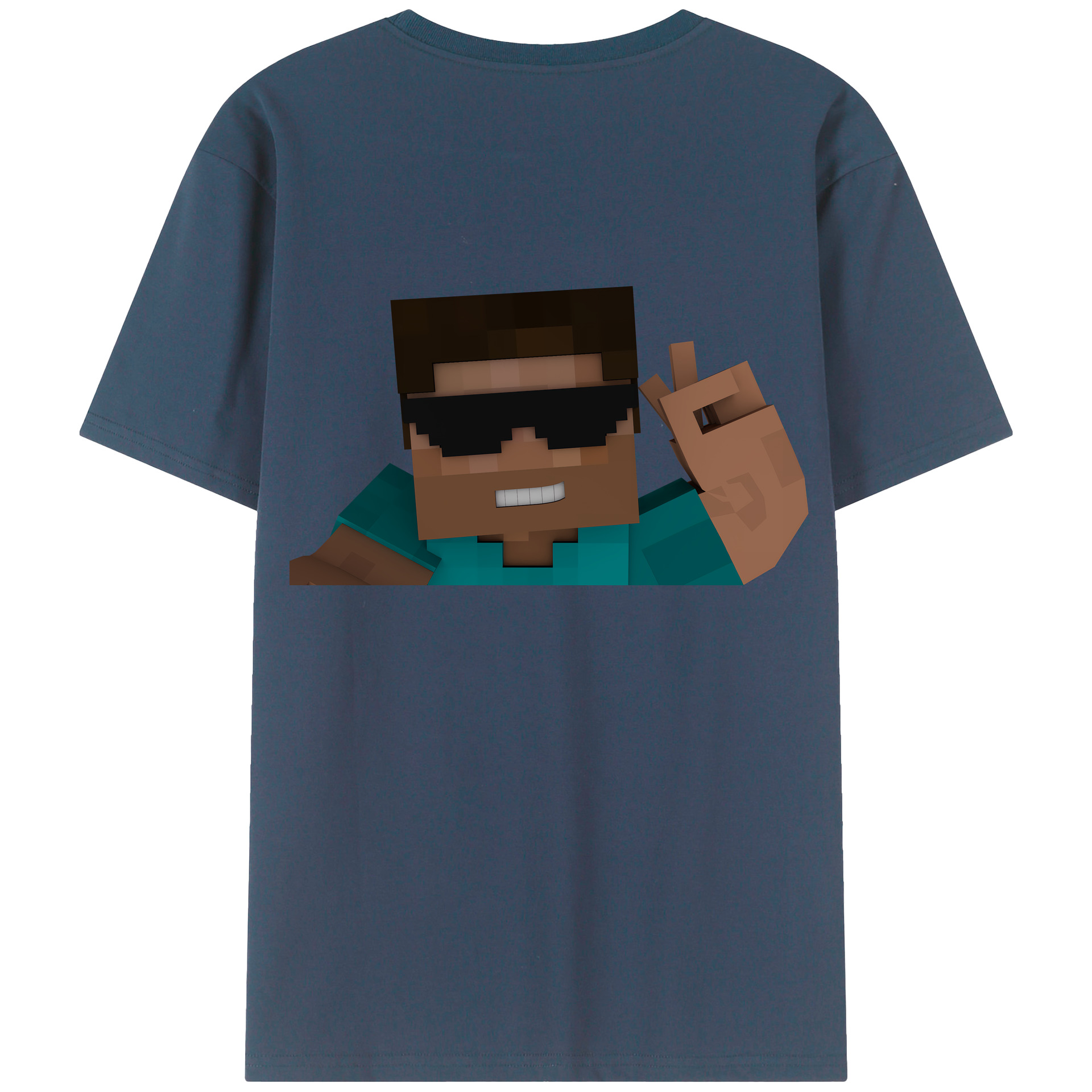 （画像用） マインクラフト ブロックの世界 Minecraft MC Block world 綿100％ メンズ半袖Tシャツ（バックプリント） 通気性