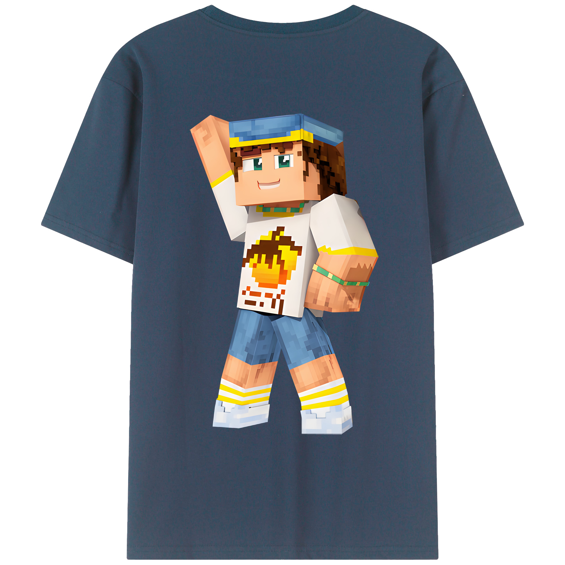 （画像用） マインクラフト ブロックの世界 Minecraft MC Block world 綿100％ メンズ半袖Tシャツ（バックプリント） 通気性