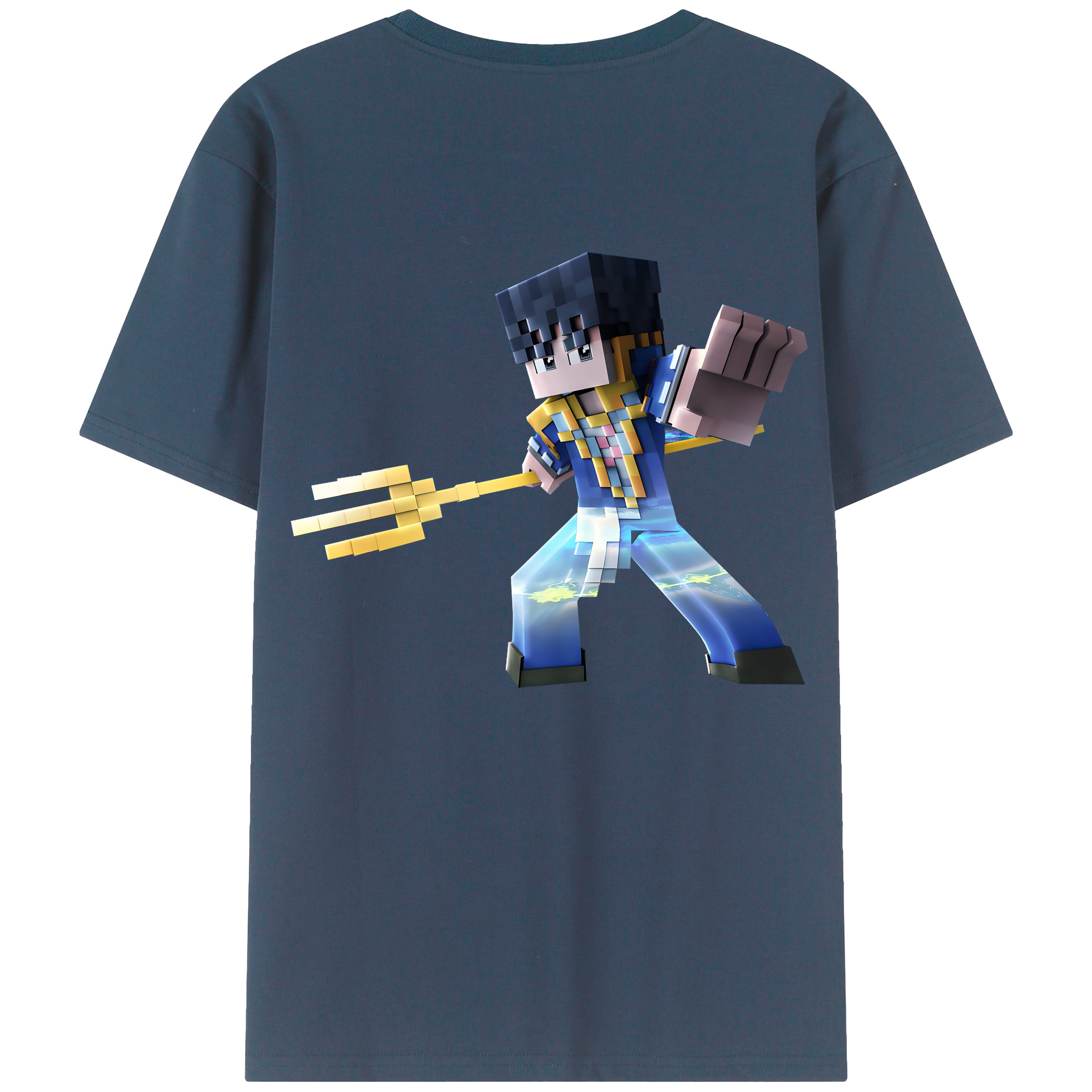 （画像用） マインクラフト ブロックの世界 Minecraft MC Block world 綿100％ メンズ半袖Tシャツ（バックプリント） 通気性