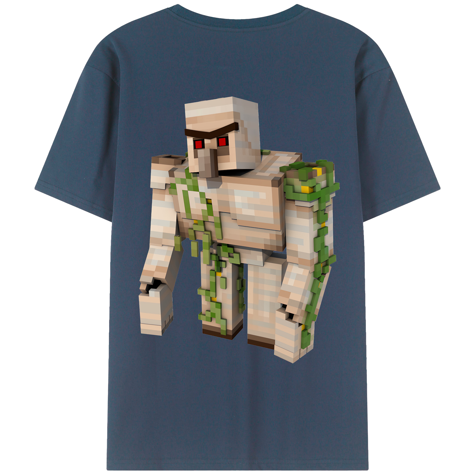 （画像用） マインクラフト ブロックの世界 Minecraft MC Block world 綿100％ メンズ半袖Tシャツ（バックプリント） 通気性