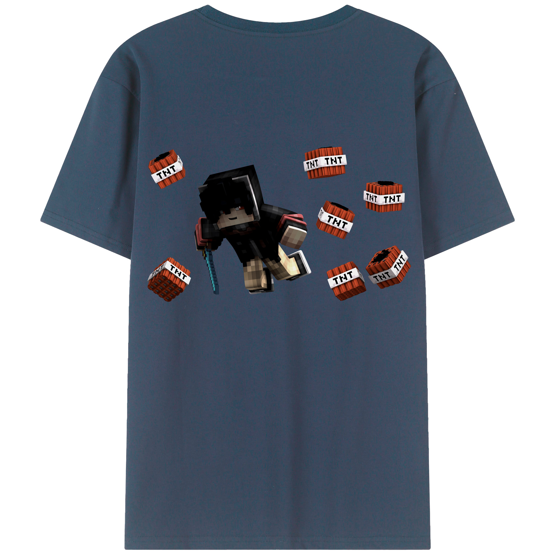 （画像用） マインクラフト ブロックの世界 Minecraft MC Block world 綿100％ メンズ半袖Tシャツ（バックプリント） 通気性