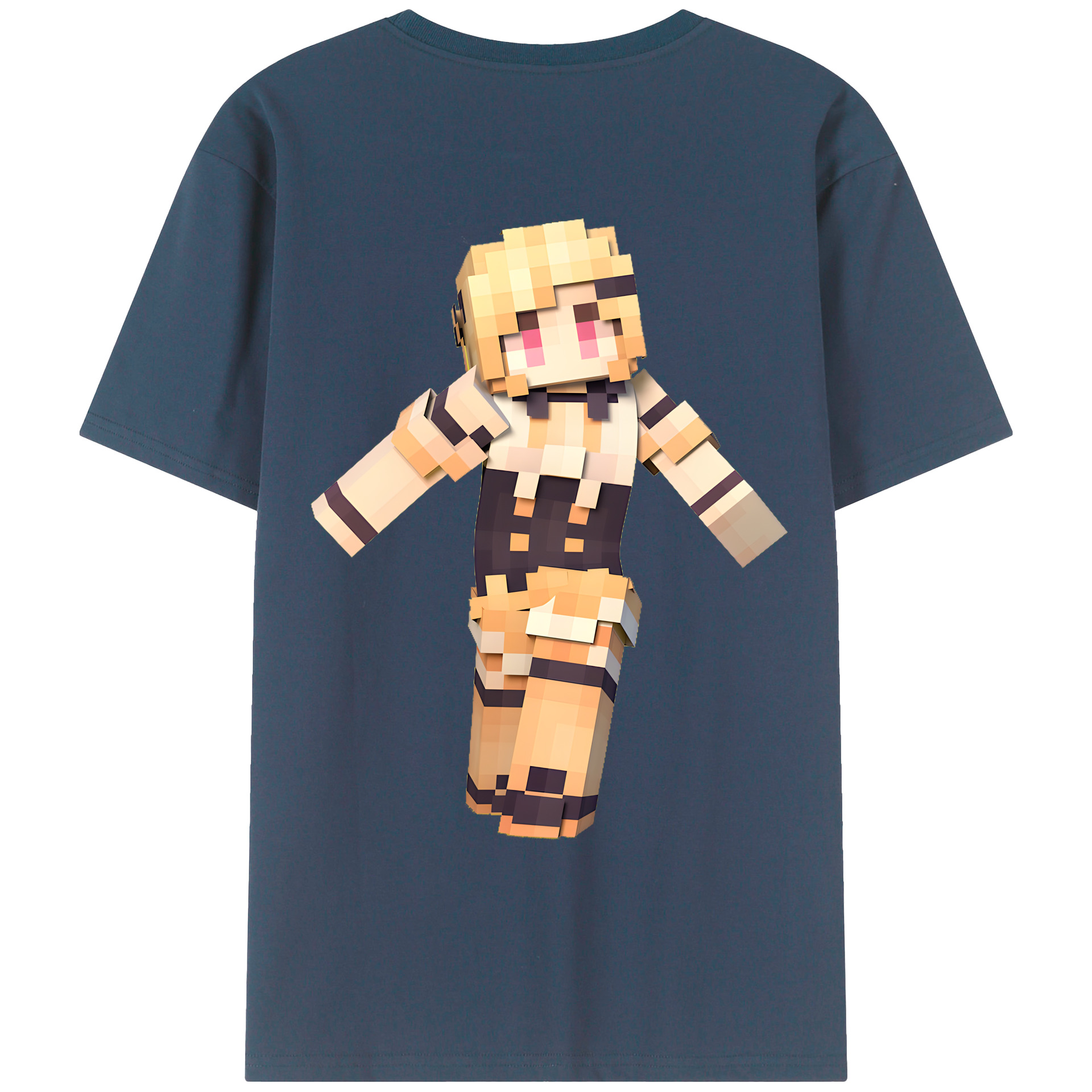 （画像用） マインクラフト ブロックの世界 Minecraft MC Block world 綿100％ メンズ半袖Tシャツ（バックプリント） 通気性