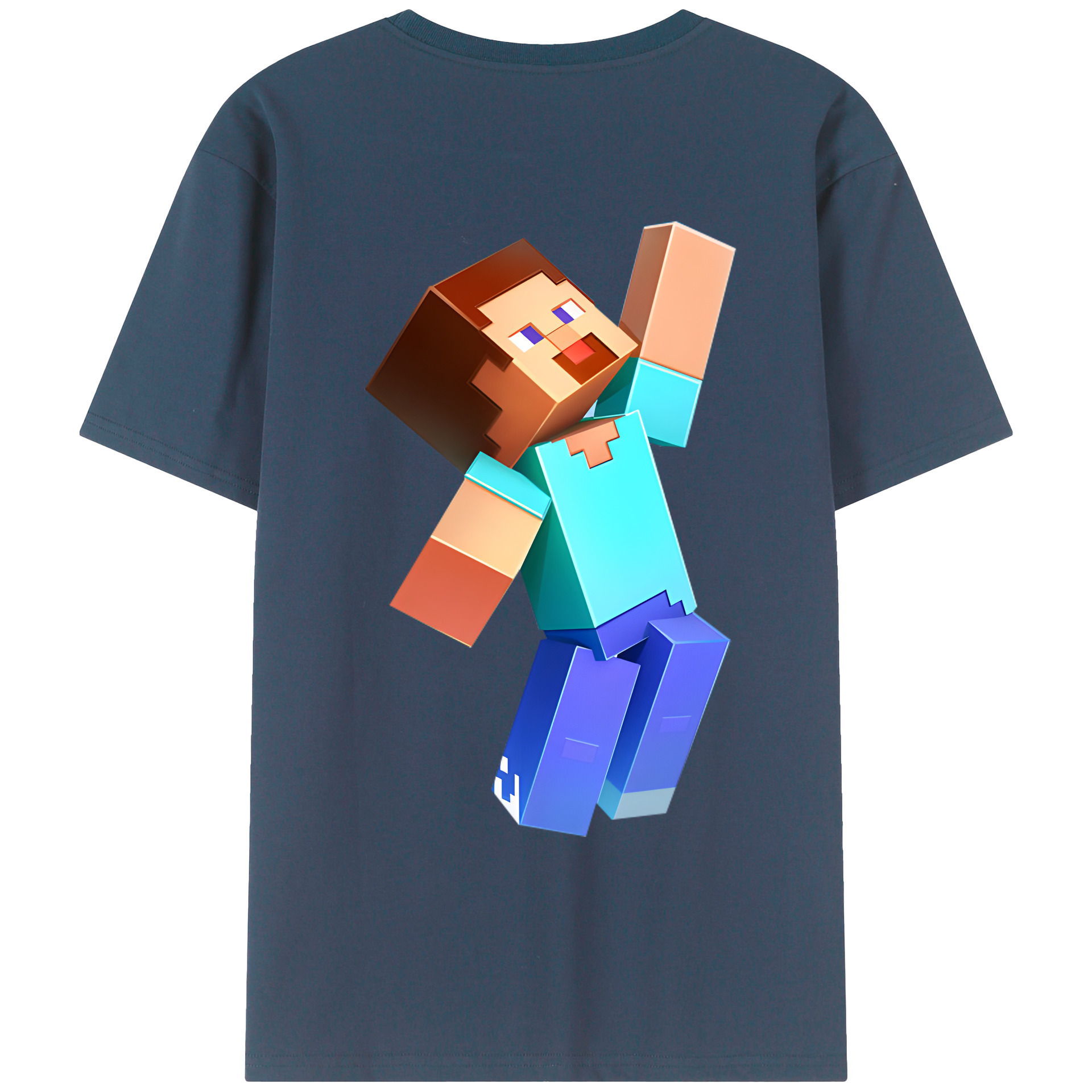 （画像用） マインクラフト ブロックの世界 Minecraft MC Block world 綿100％ メンズ半袖Tシャツ（バックプリント） 通気性