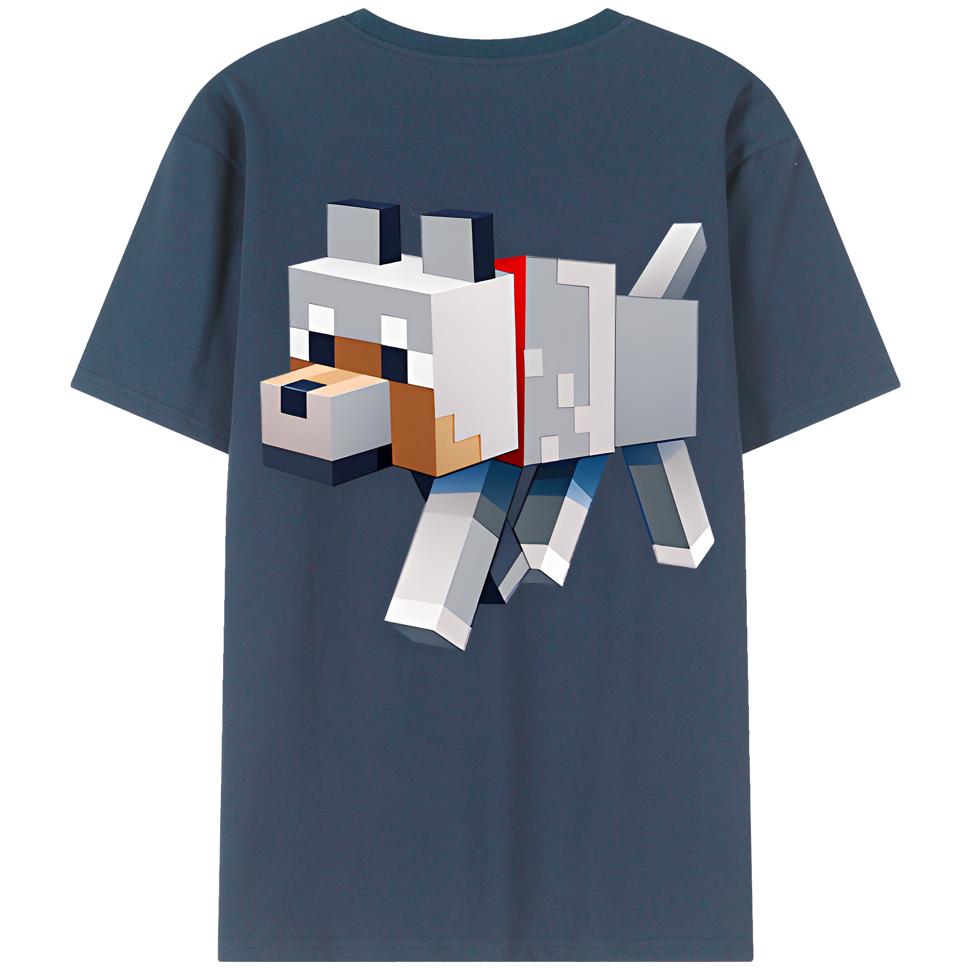 （画像用） マインクラフト ブロックの世界 Minecraft MC Block world 綿100％ メンズ半袖Tシャツ（バックプリント） 通気性