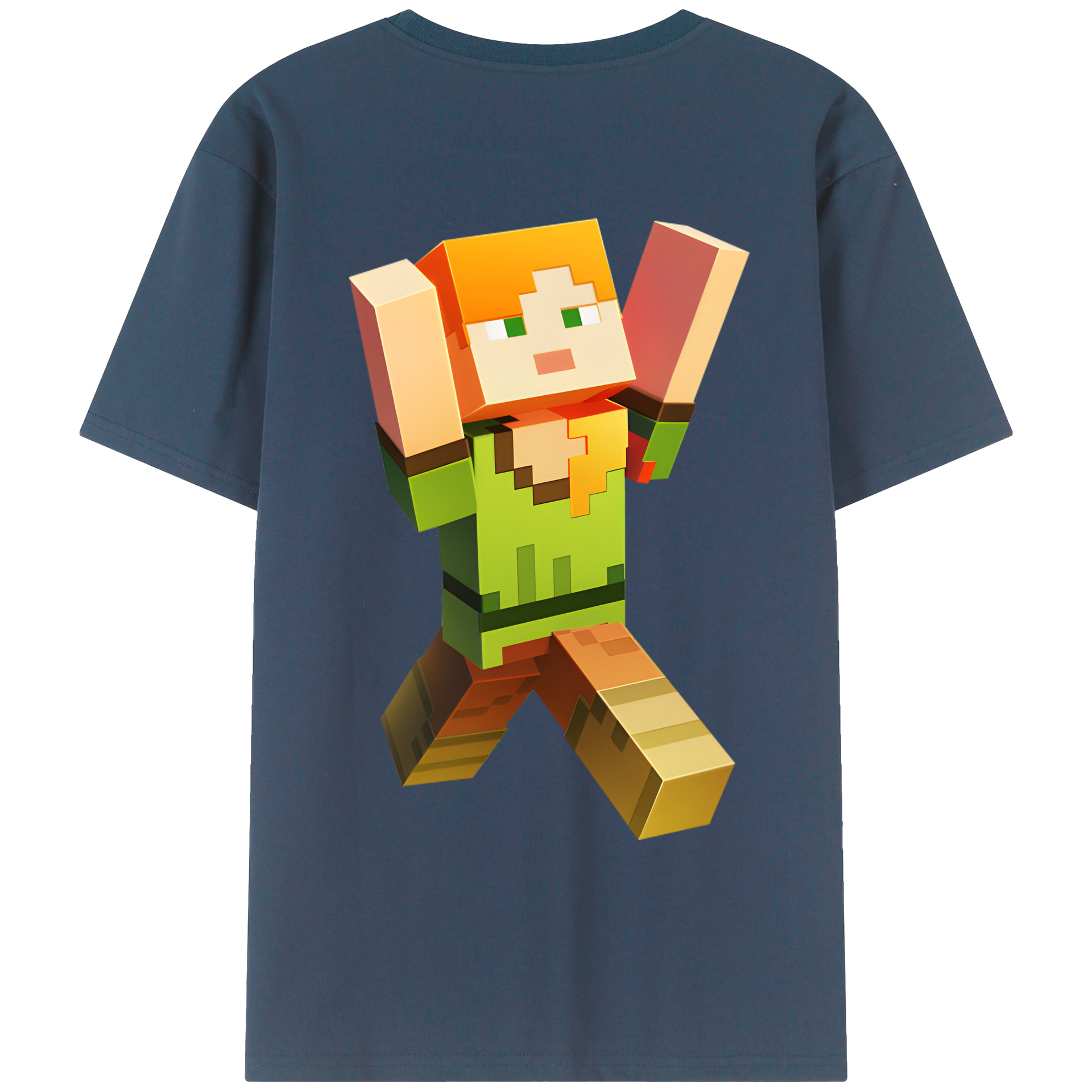 （画像用） マインクラフト ブロックの世界 Minecraft MC Block world 綿100％ メンズ半袖Tシャツ（バックプリント） 通気性