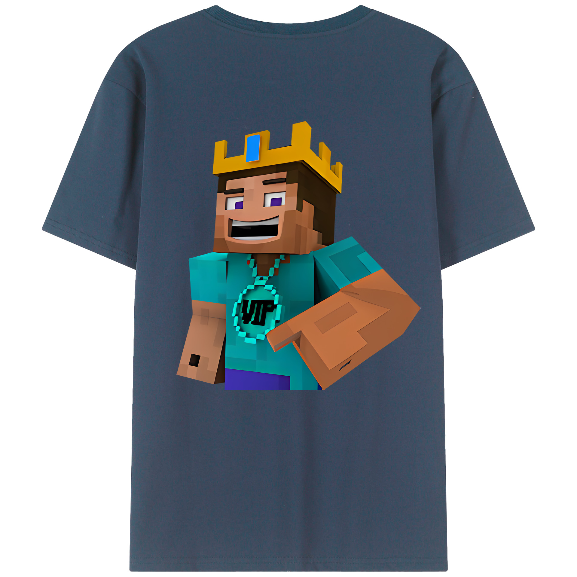 （画像用） マインクラフト ブロックの世界 Minecraft MC Block world 綿100％ メンズ半袖Tシャツ（バックプリント） 通気性