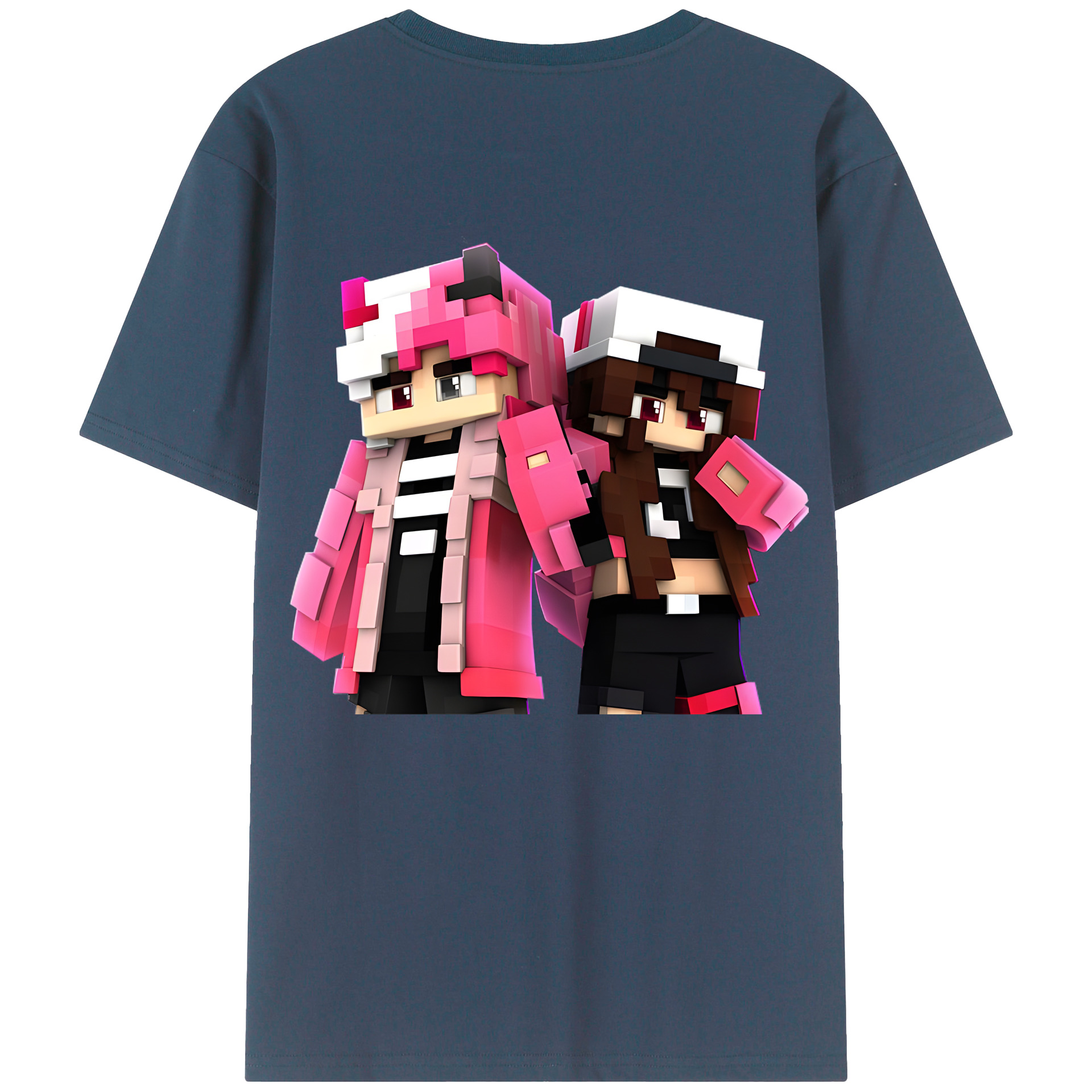（画像用） マインクラフト ブロックの世界 Minecraft MC Block world 綿100％ メンズ半袖Tシャツ（バックプリント） 通気性