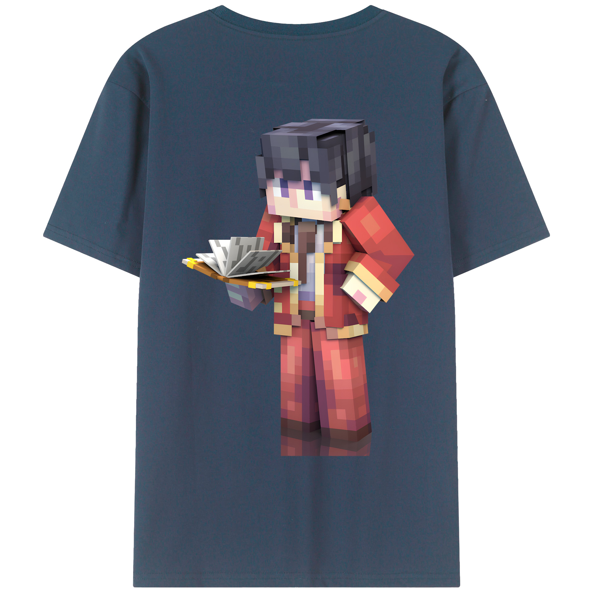 （画像用） マインクラフト ブロックの世界 Minecraft MC Block world 綿100％ メンズ半袖Tシャツ（バックプリント） 通気性