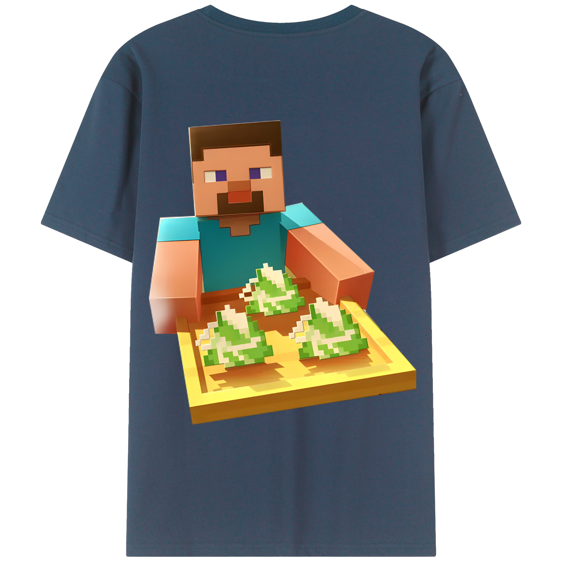 （画像用） マインクラフト ブロックの世界 Minecraft MC Block world 綿100％ メンズ半袖Tシャツ（バックプリント） 通気性
