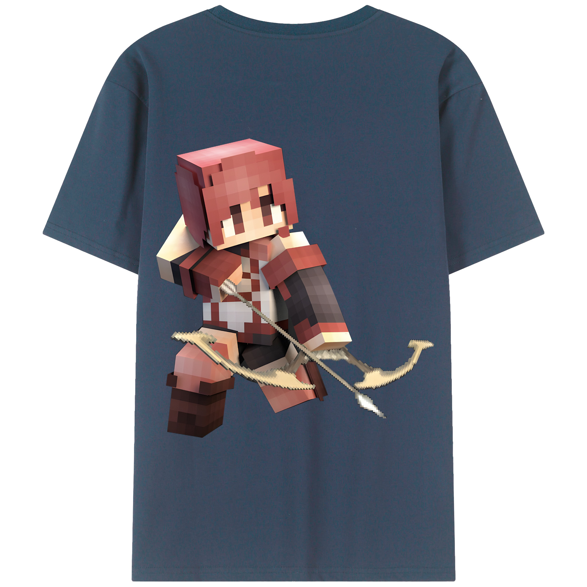 （画像用） マインクラフト ブロックの世界 Minecraft MC Block world 綿100％ メンズ半袖Tシャツ（バックプリント） 通気性