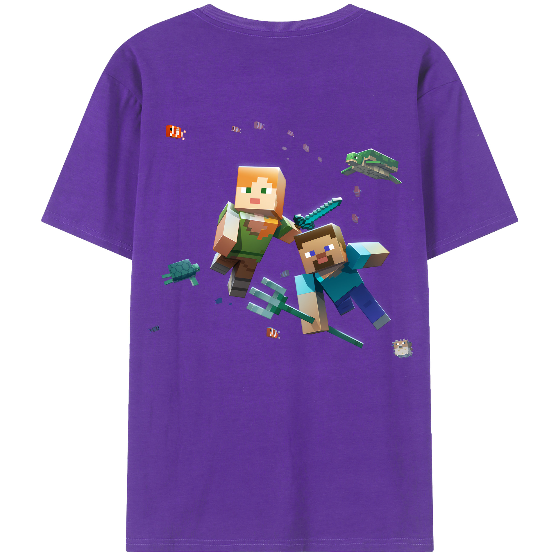 （画像用） マインクラフト ブロックの世界 Minecraft MC Block world 綿100％ メンズ半袖Tシャツ（バックプリント） 通気性