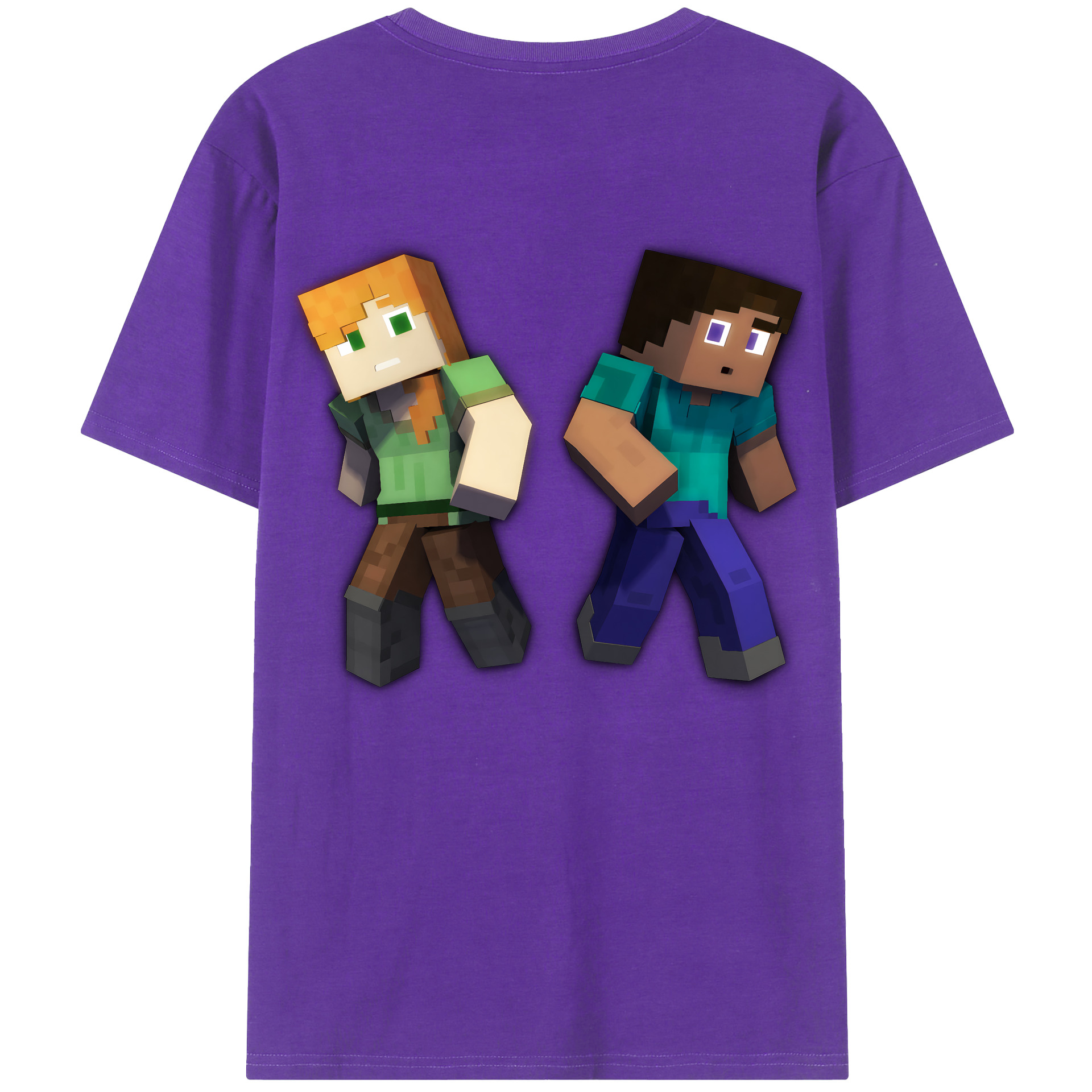 （画像用） マインクラフト ブロックの世界 Minecraft MC Block world 綿100％ メンズ半袖Tシャツ（バックプリント） 通気性