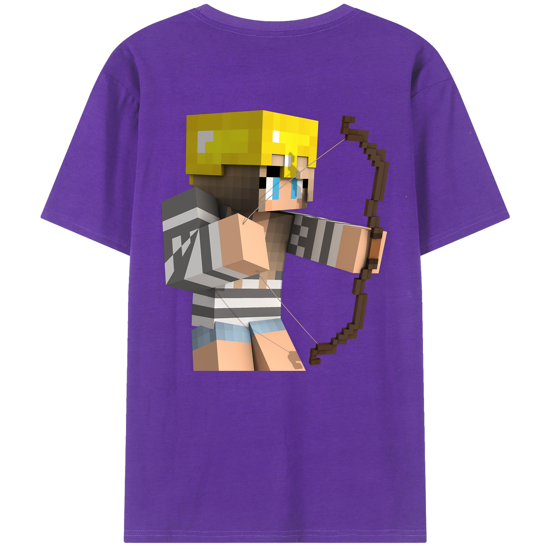 （画像用） マインクラフト ブロックの世界 Minecraft MC Block world 綿100％ メンズ半袖Tシャツ（バックプリント） 通気性