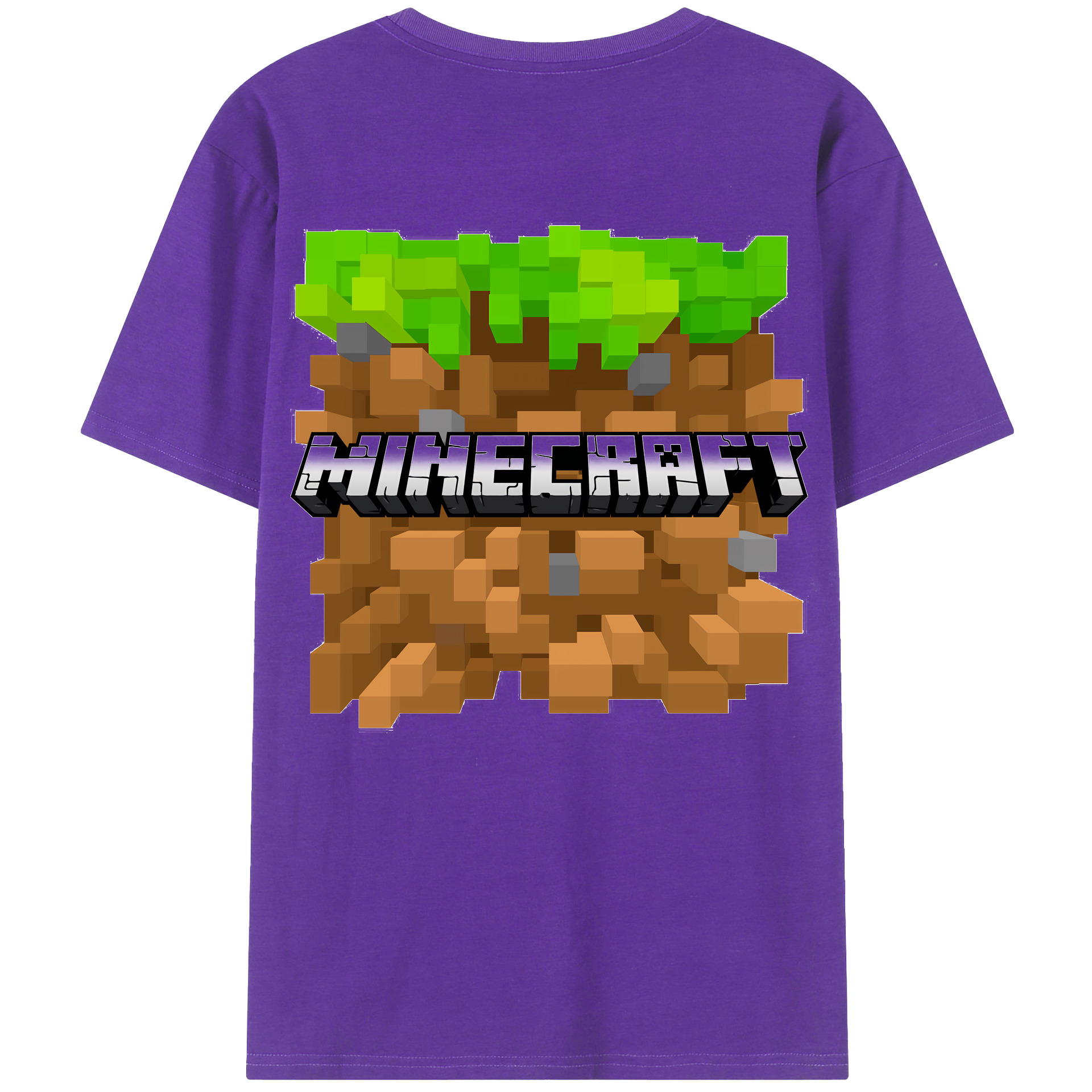 （画像用） マインクラフト ブロックの世界 Minecraft MC Block world 綿100％ メンズ半袖Tシャツ（バックプリント） 通気性