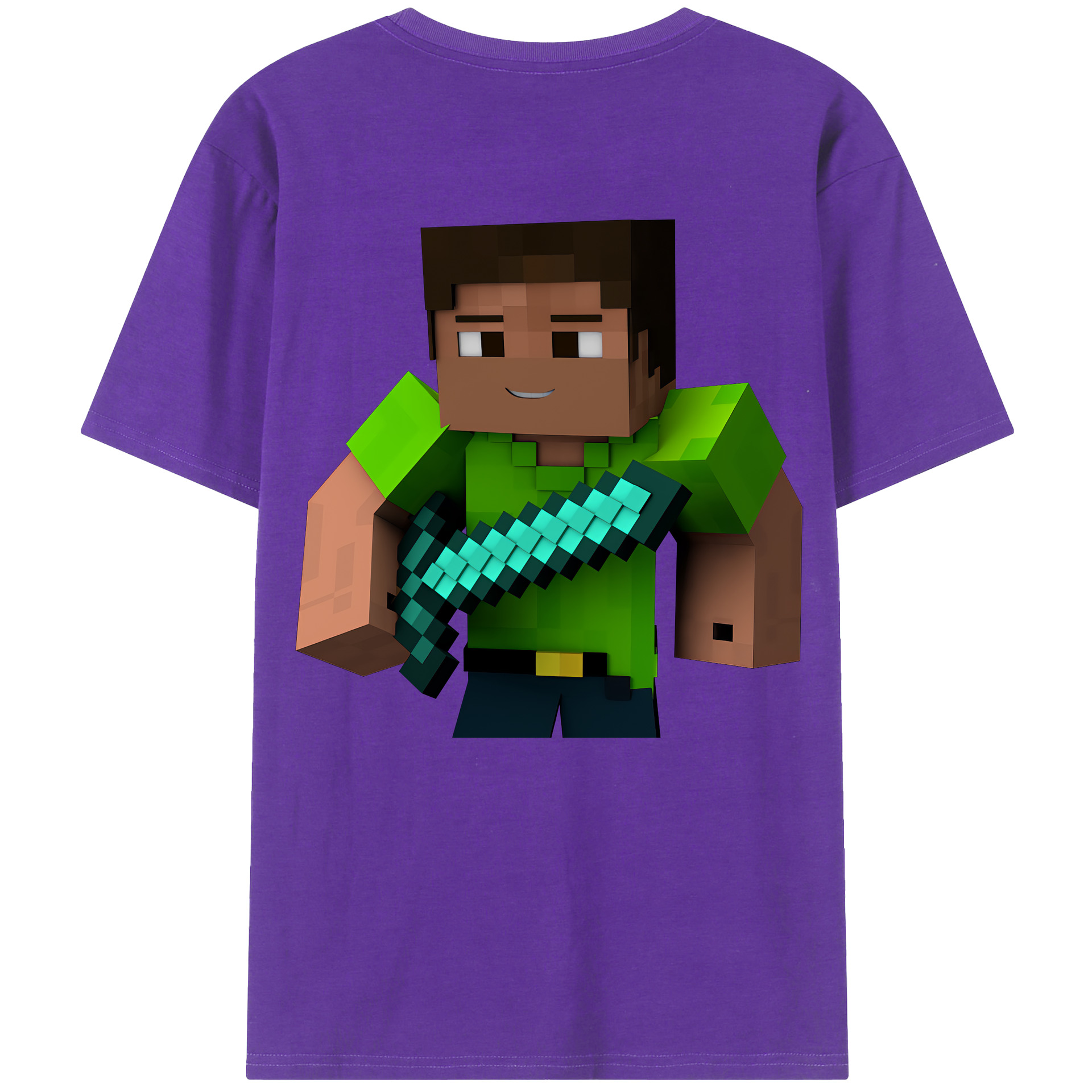 （画像用） マインクラフト ブロックの世界 Minecraft MC Block world 綿100％ メンズ半袖Tシャツ（バックプリント） 通気性