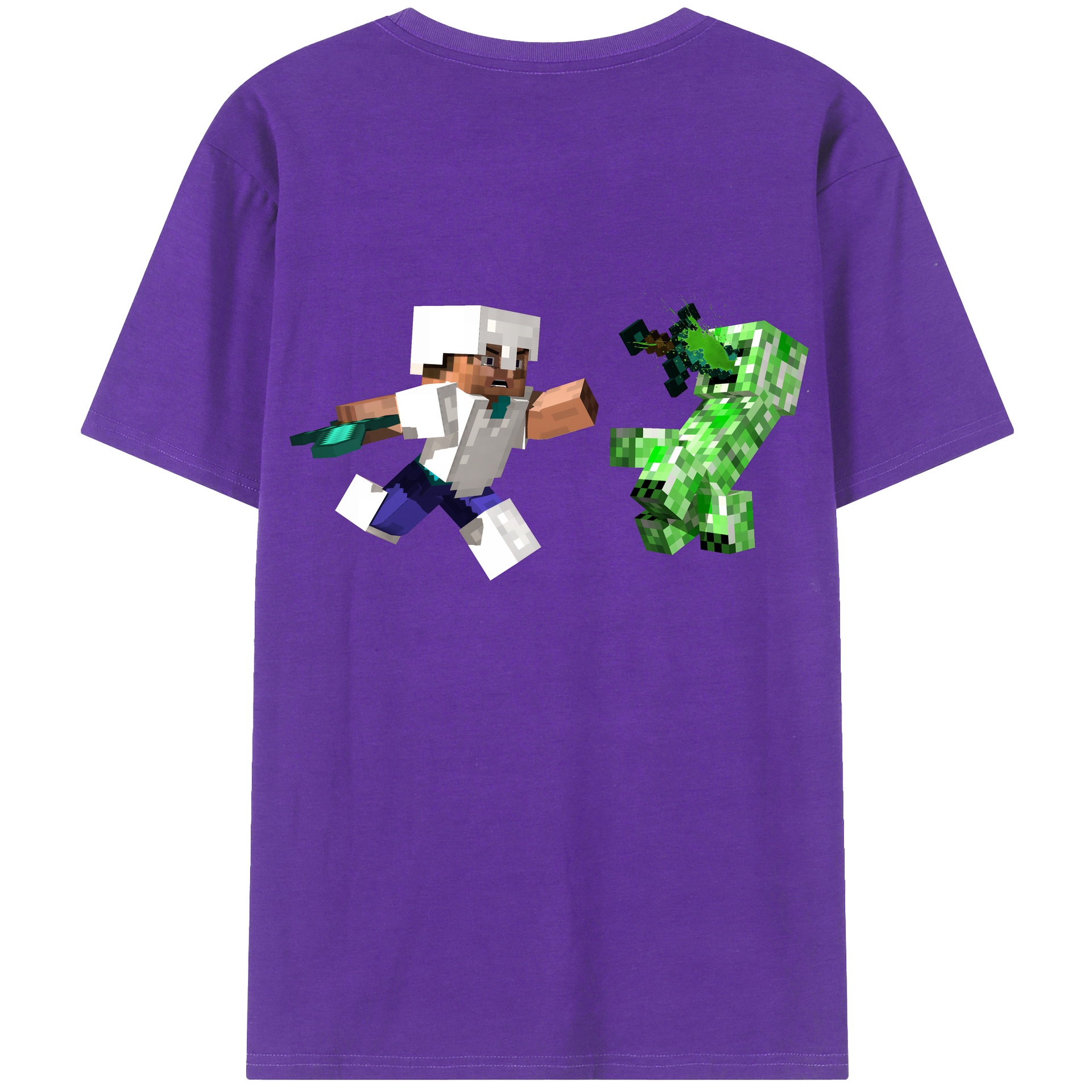 （画像用） マインクラフト ブロックの世界 Minecraft MC Block world 綿100％ メンズ半袖Tシャツ（バックプリント） 通気性