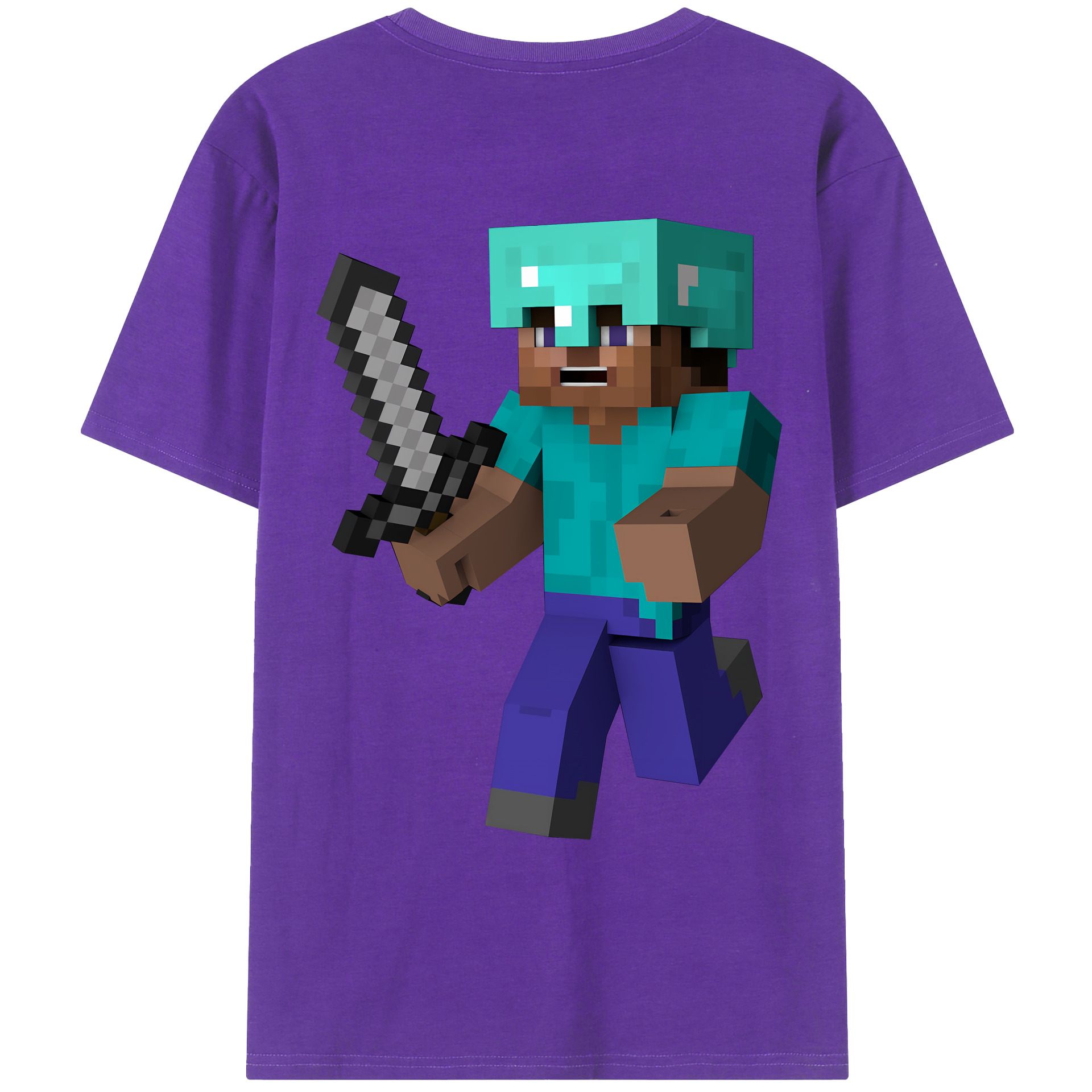 （画像用） マインクラフト ブロックの世界 Minecraft MC Block world 綿100％ メンズ半袖Tシャツ（バックプリント） 通気性