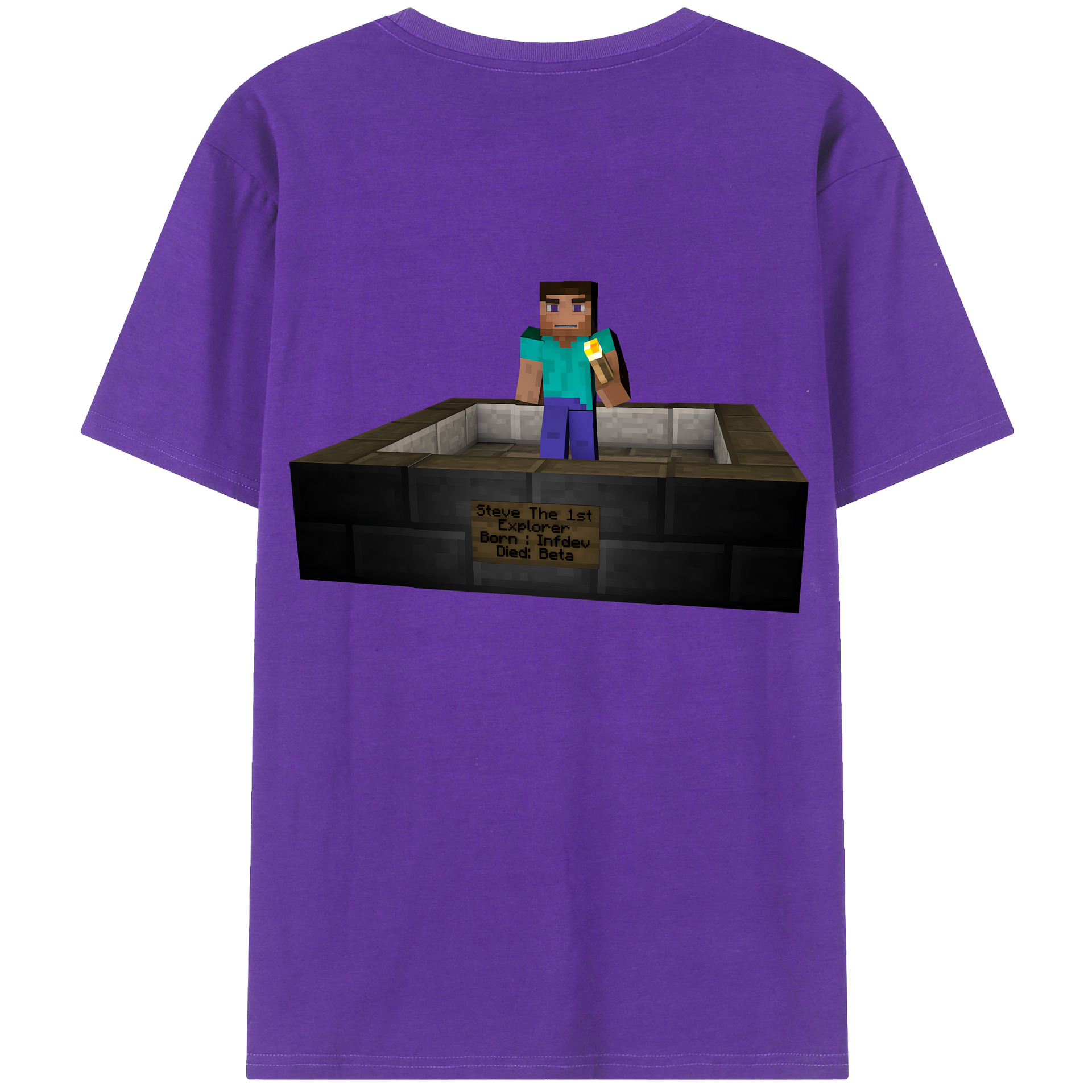 （画像用） マインクラフト ブロックの世界 Minecraft MC Block world 綿100％ メンズ半袖Tシャツ（バックプリント） 通気性