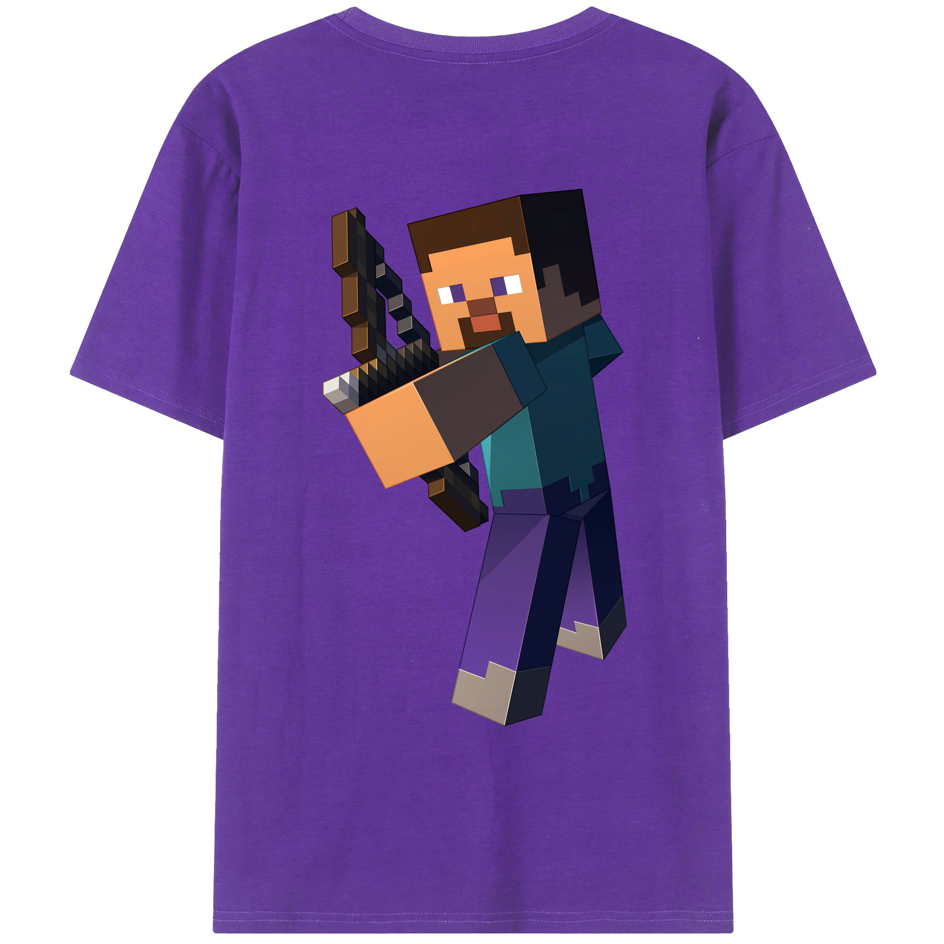 （画像用） マインクラフト ブロックの世界 Minecraft MC Block world 綿100％ メンズ半袖Tシャツ（バックプリント） 通気性