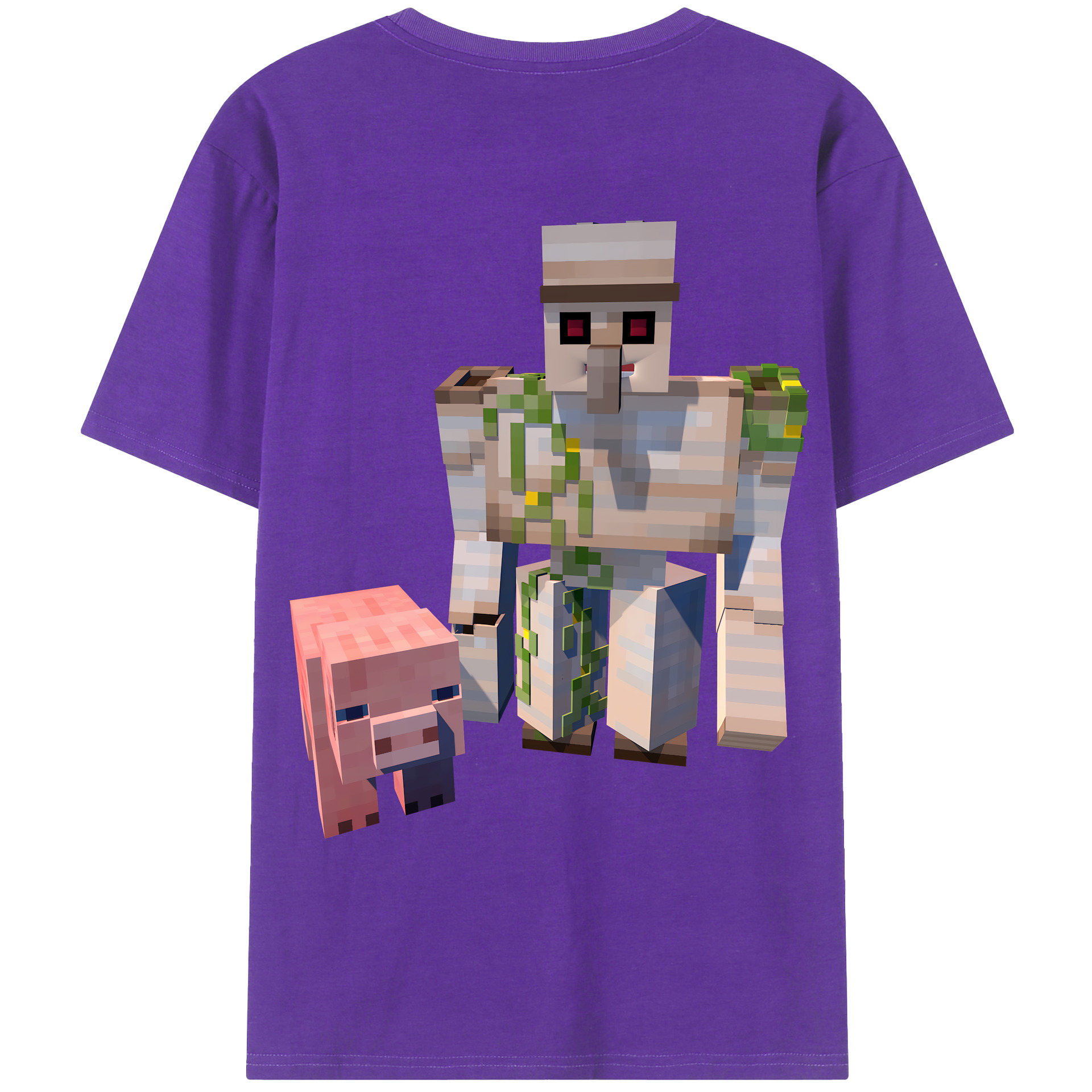 （画像用） マインクラフト ブロックの世界 Minecraft MC Block world 綿100％ メンズ半袖Tシャツ（バックプリント） 通気性