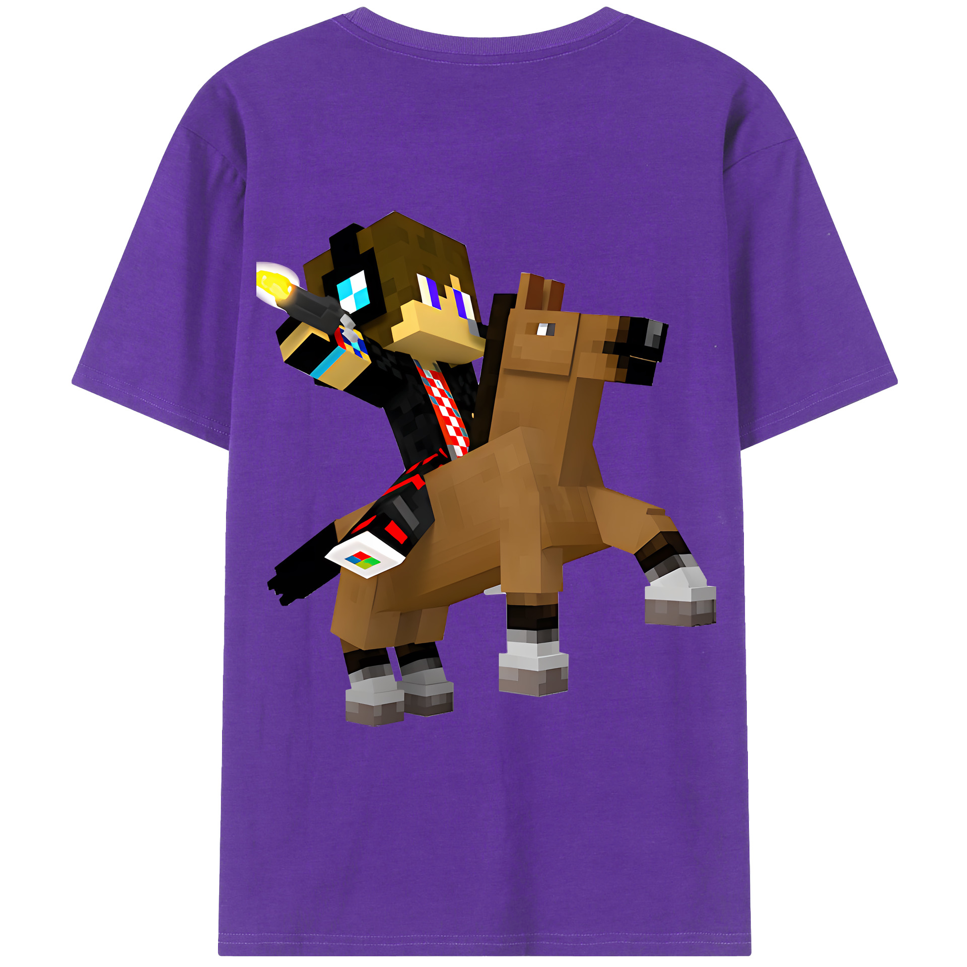 （画像用） マインクラフト ブロックの世界 Minecraft MC Block world 綿100％ メンズ半袖Tシャツ（バックプリント） 通気性