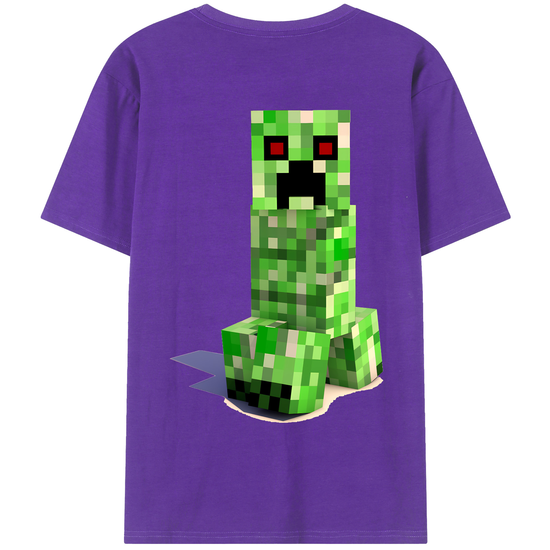 （画像用） マインクラフト ブロックの世界 Minecraft MC Block world 綿100％ メンズ半袖Tシャツ（バックプリント） 通気性