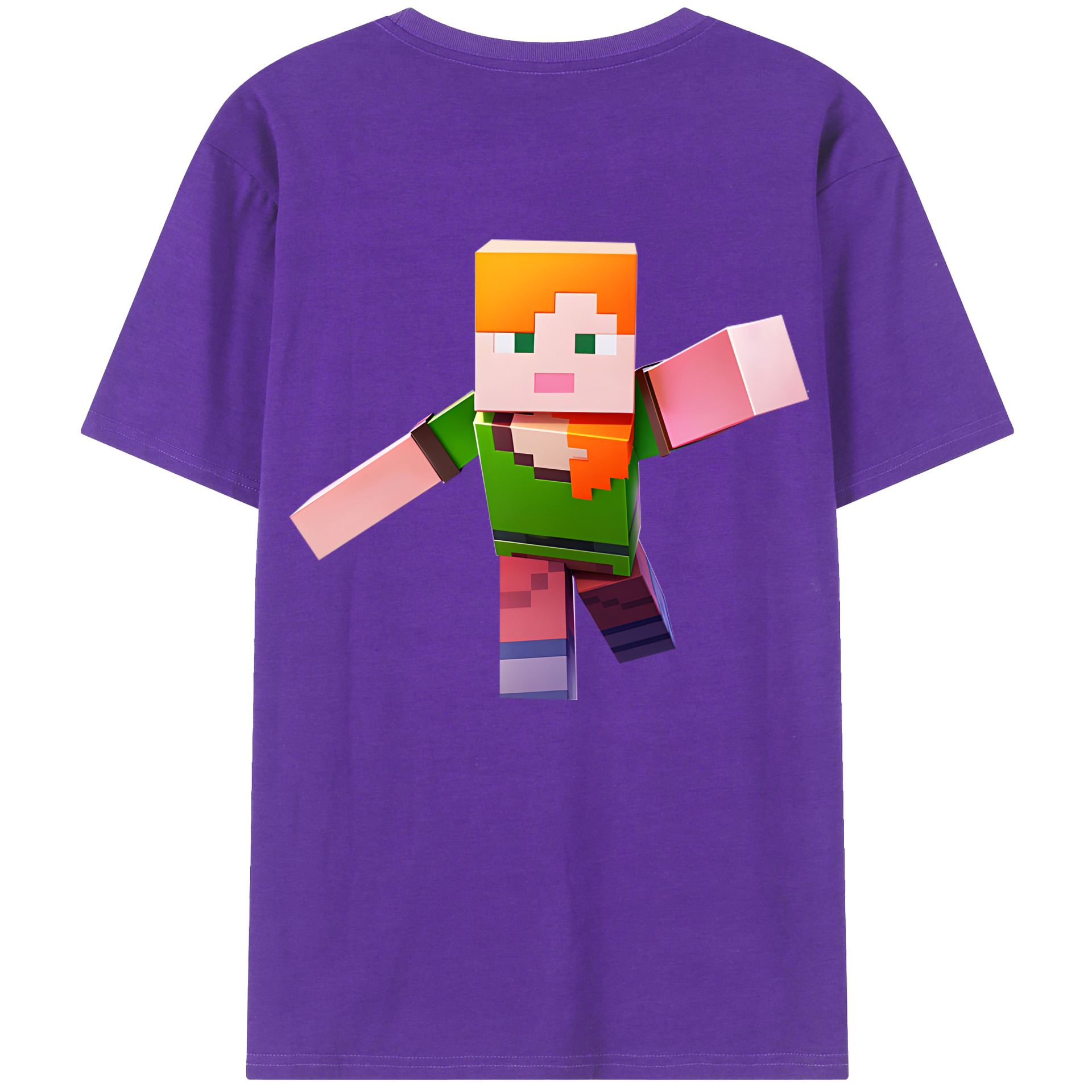 （画像用） マインクラフト ブロックの世界 Minecraft MC Block world 綿100％ メンズ半袖Tシャツ（バックプリント） 通気性
