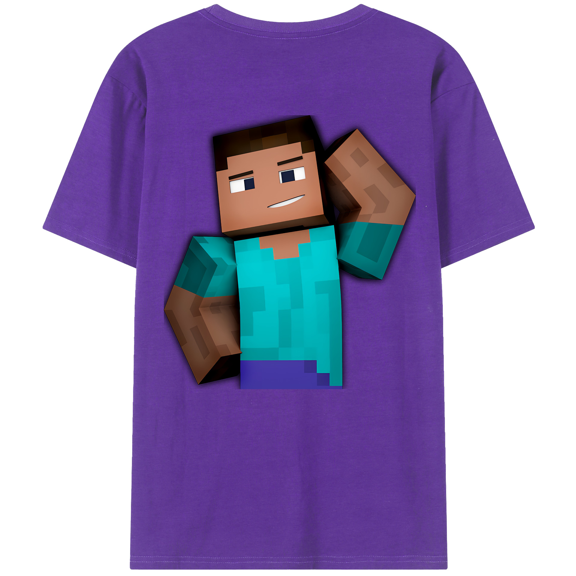 （画像用） マインクラフト ブロックの世界 Minecraft MC Block world 綿100％ メンズ半袖Tシャツ（バックプリント） 通気性