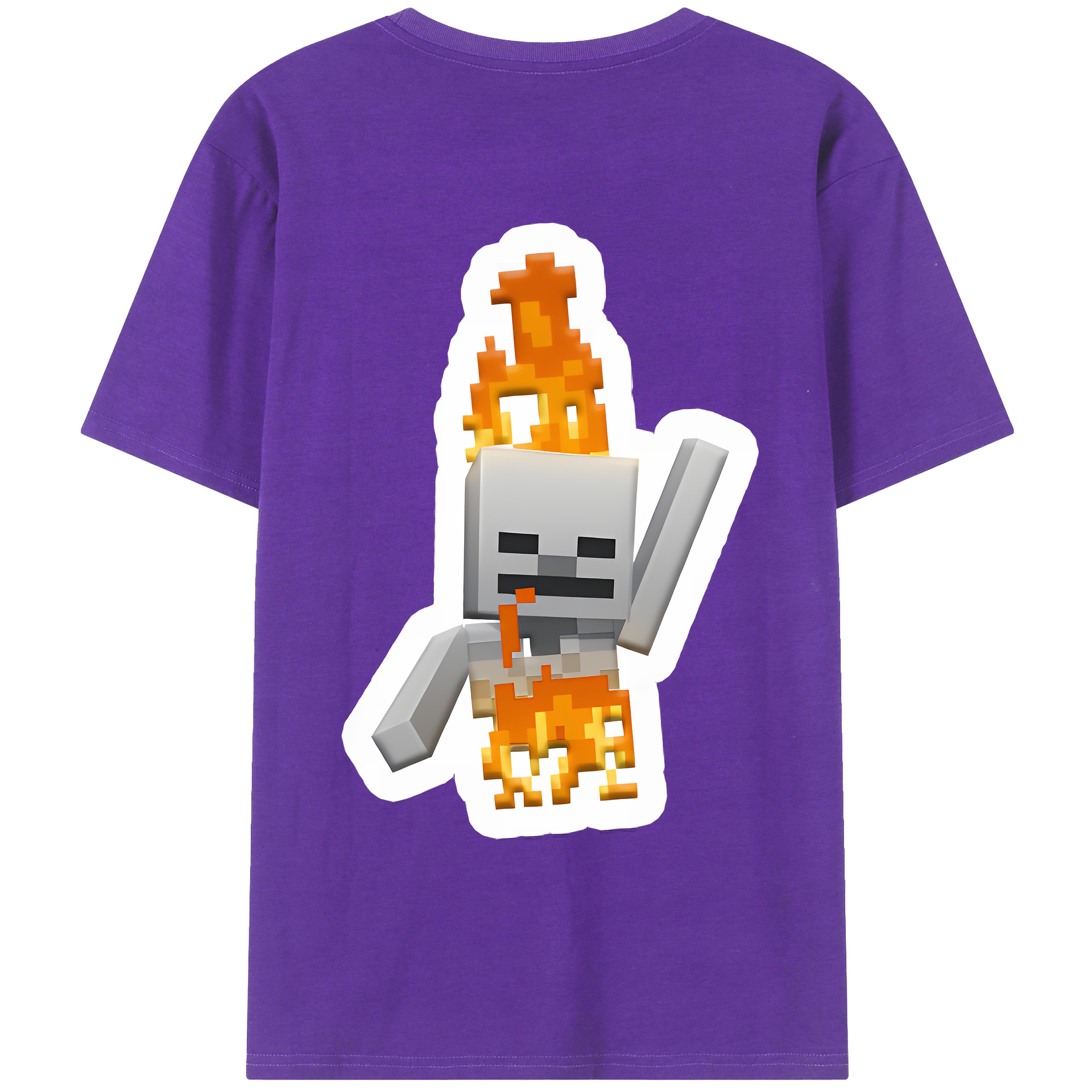 （画像用） マインクラフト ブロックの世界 Minecraft MC Block world 綿100％ メンズ半袖Tシャツ（バックプリント） 通気性