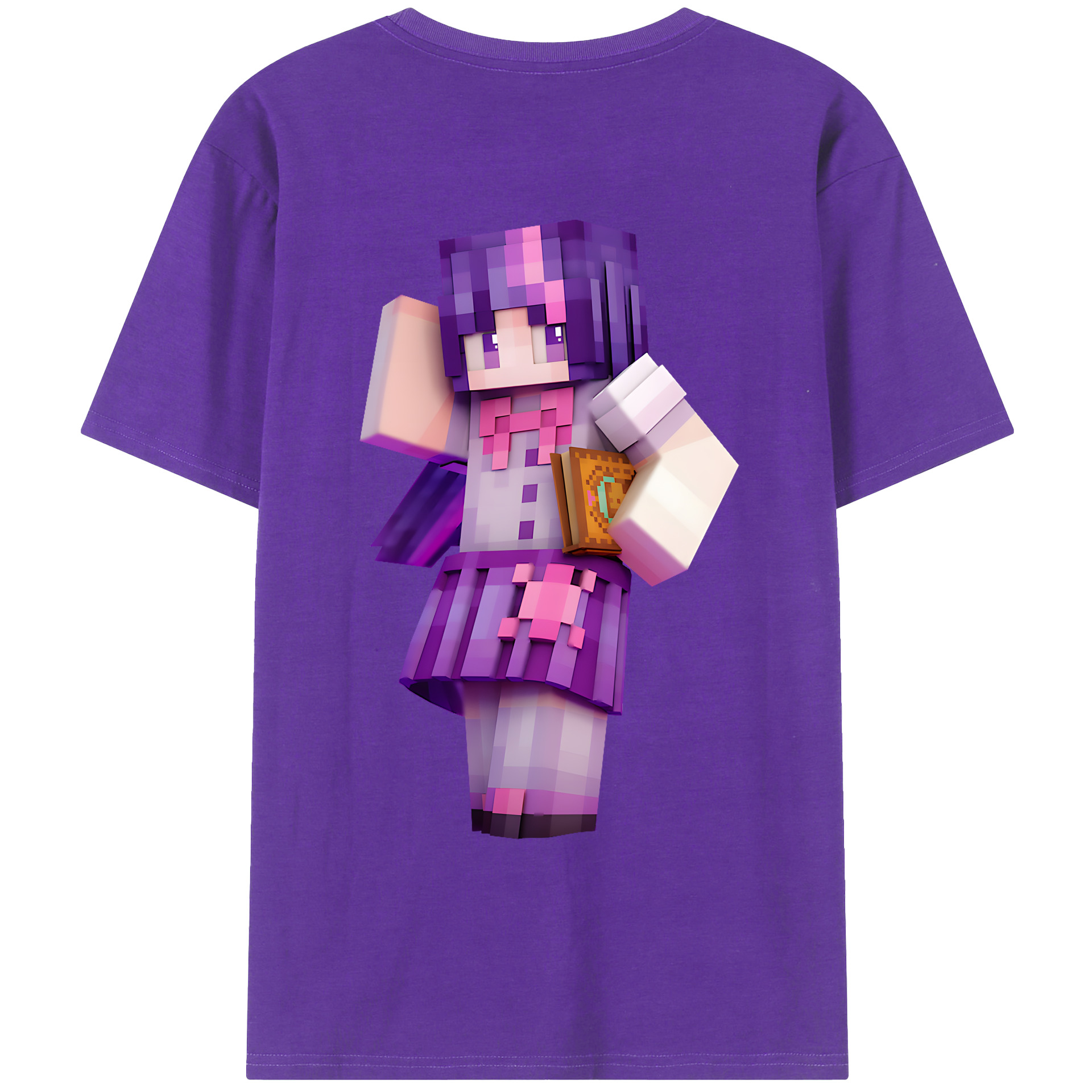 （画像用） マインクラフト ブロックの世界 Minecraft MC Block world 綿100％ メンズ半袖Tシャツ（バックプリント） 通気性