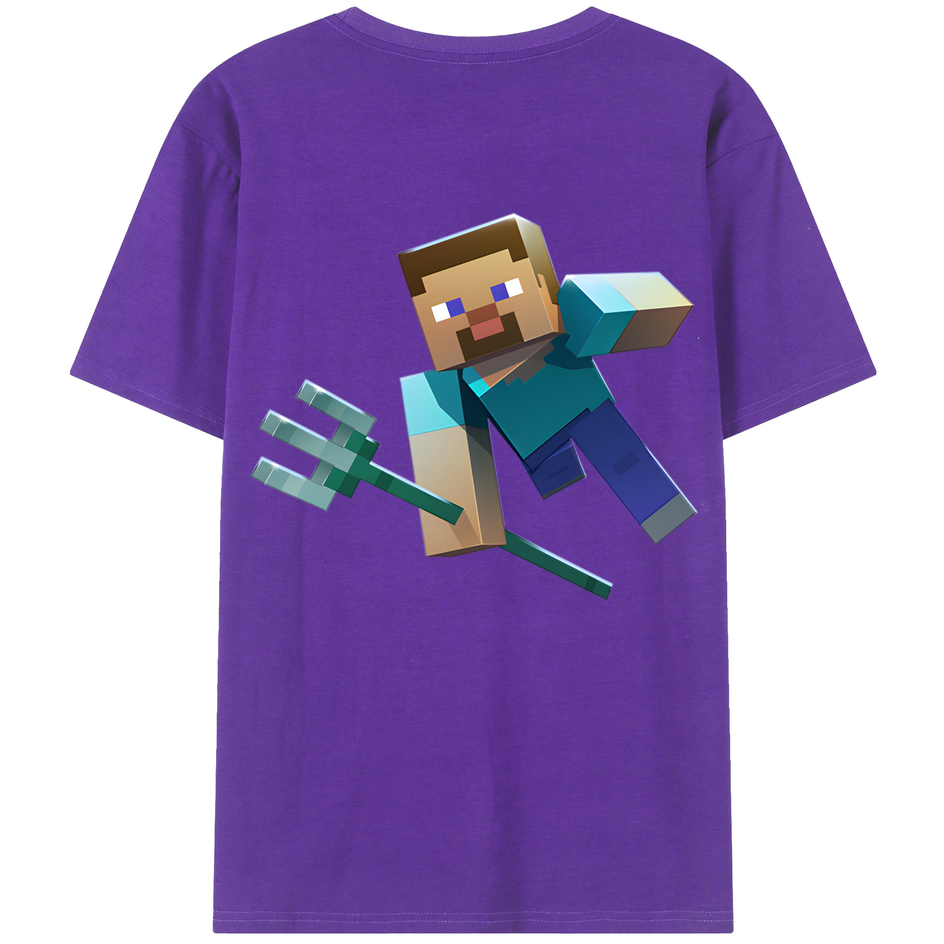 （画像用） マインクラフト ブロックの世界 Minecraft MC Block world 綿100％ メンズ半袖Tシャツ（バックプリント） 通気性