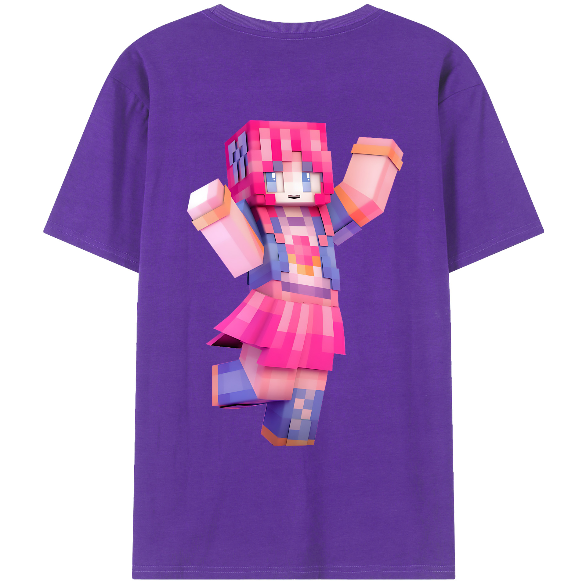 （画像用） マインクラフト ブロックの世界 Minecraft MC Block world 綿100％ メンズ半袖Tシャツ（バックプリント） 通気性
