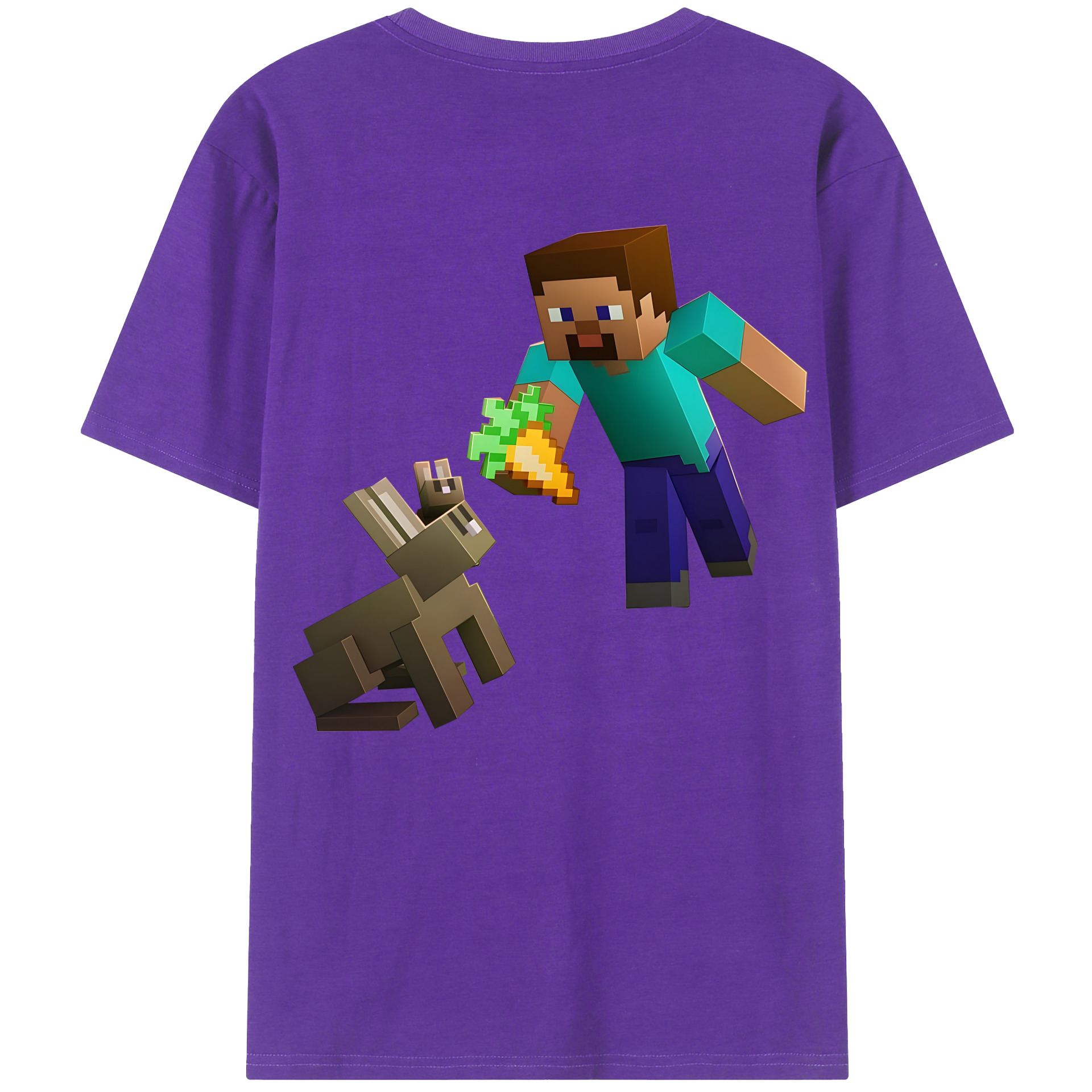 （画像用） マインクラフト ブロックの世界 Minecraft MC Block world 綿100％ メンズ半袖Tシャツ（バックプリント） 通気性