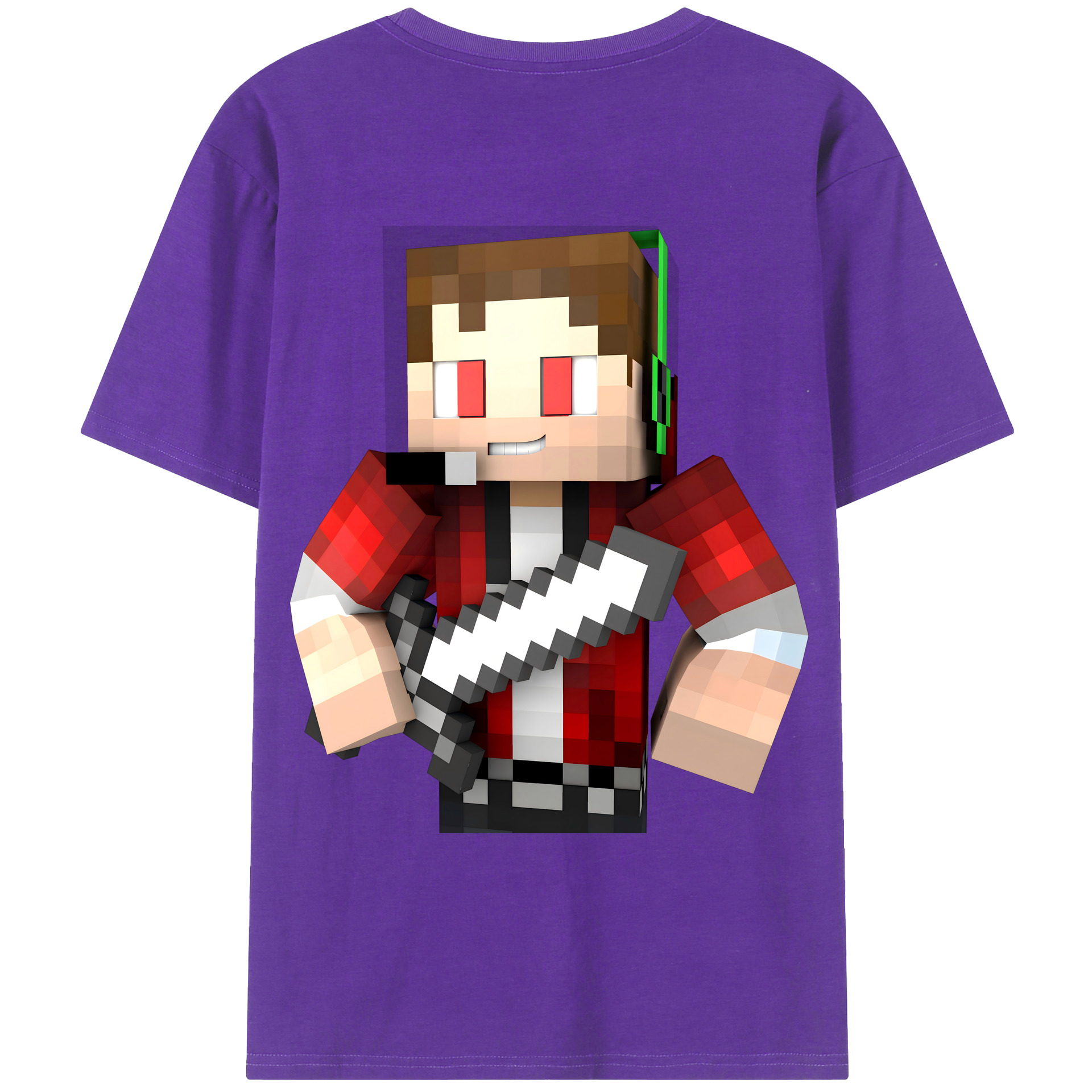（画像用） マインクラフト ブロックの世界 Minecraft MC Block world 綿100％ メンズ半袖Tシャツ（バックプリント） 通気性