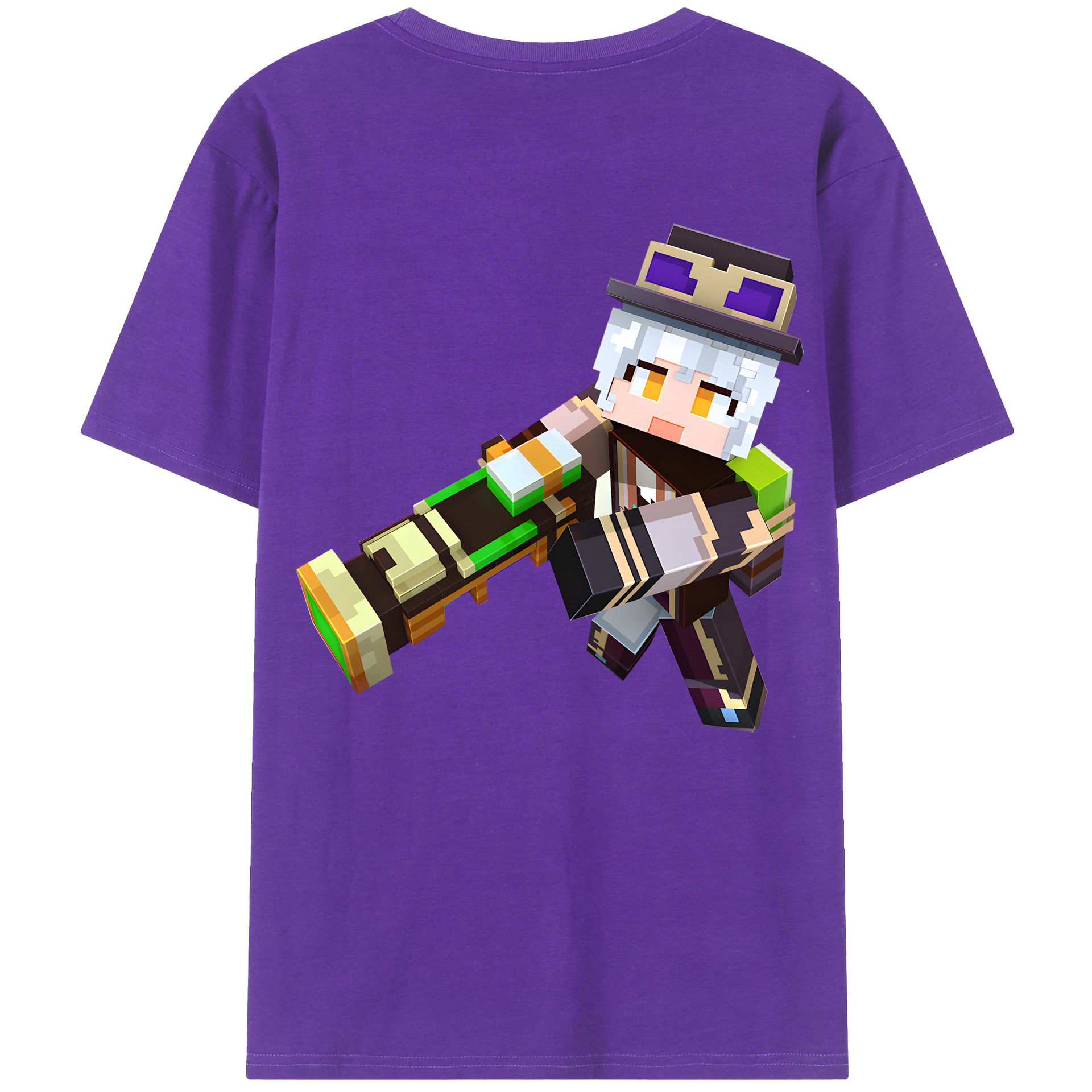 （画像用） マインクラフト ブロックの世界 Minecraft MC Block world 綿100％ メンズ半袖Tシャツ（バックプリント） 通気性