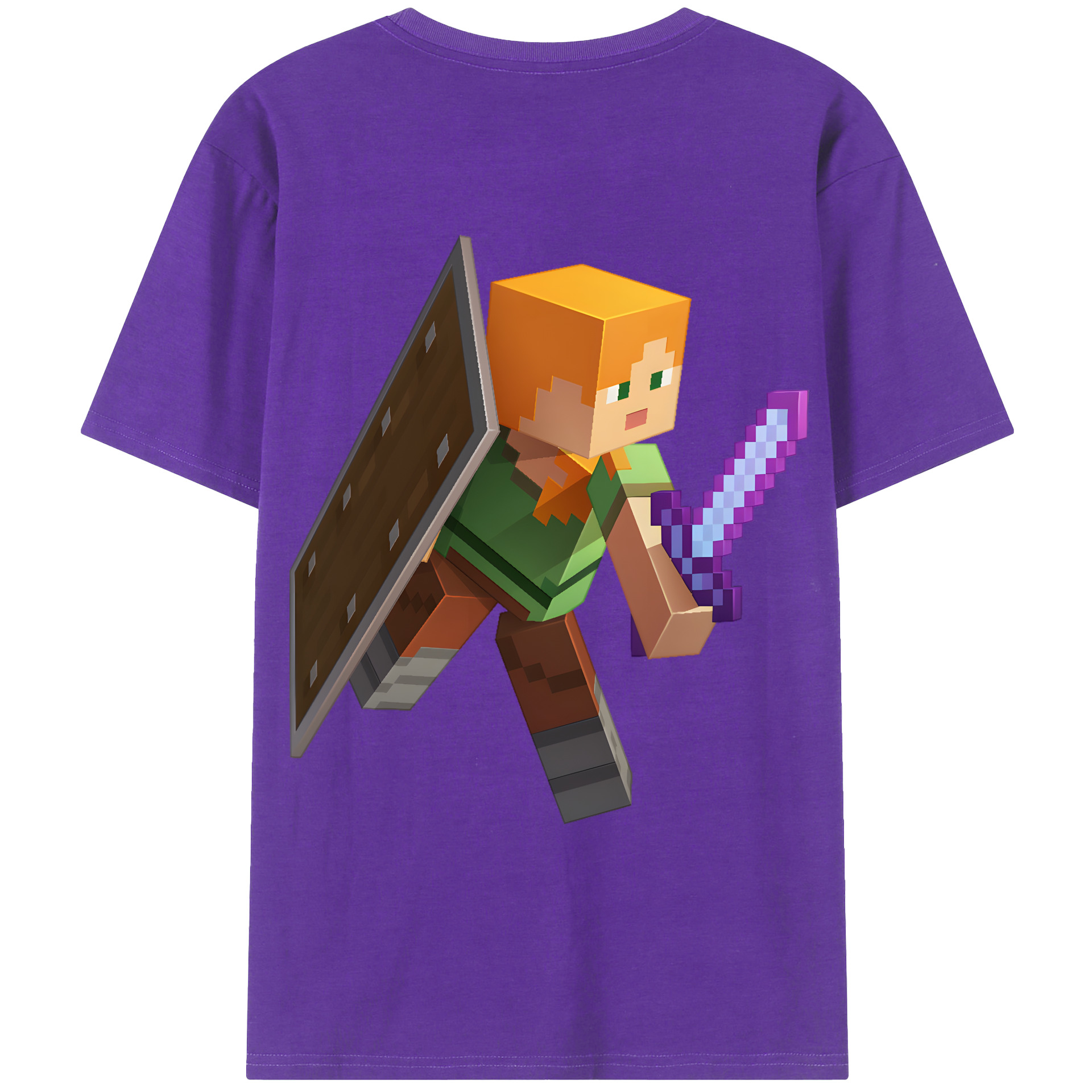（画像用） マインクラフト ブロックの世界 Minecraft MC Block world 綿100％ メンズ半袖Tシャツ（バックプリント） 通気性