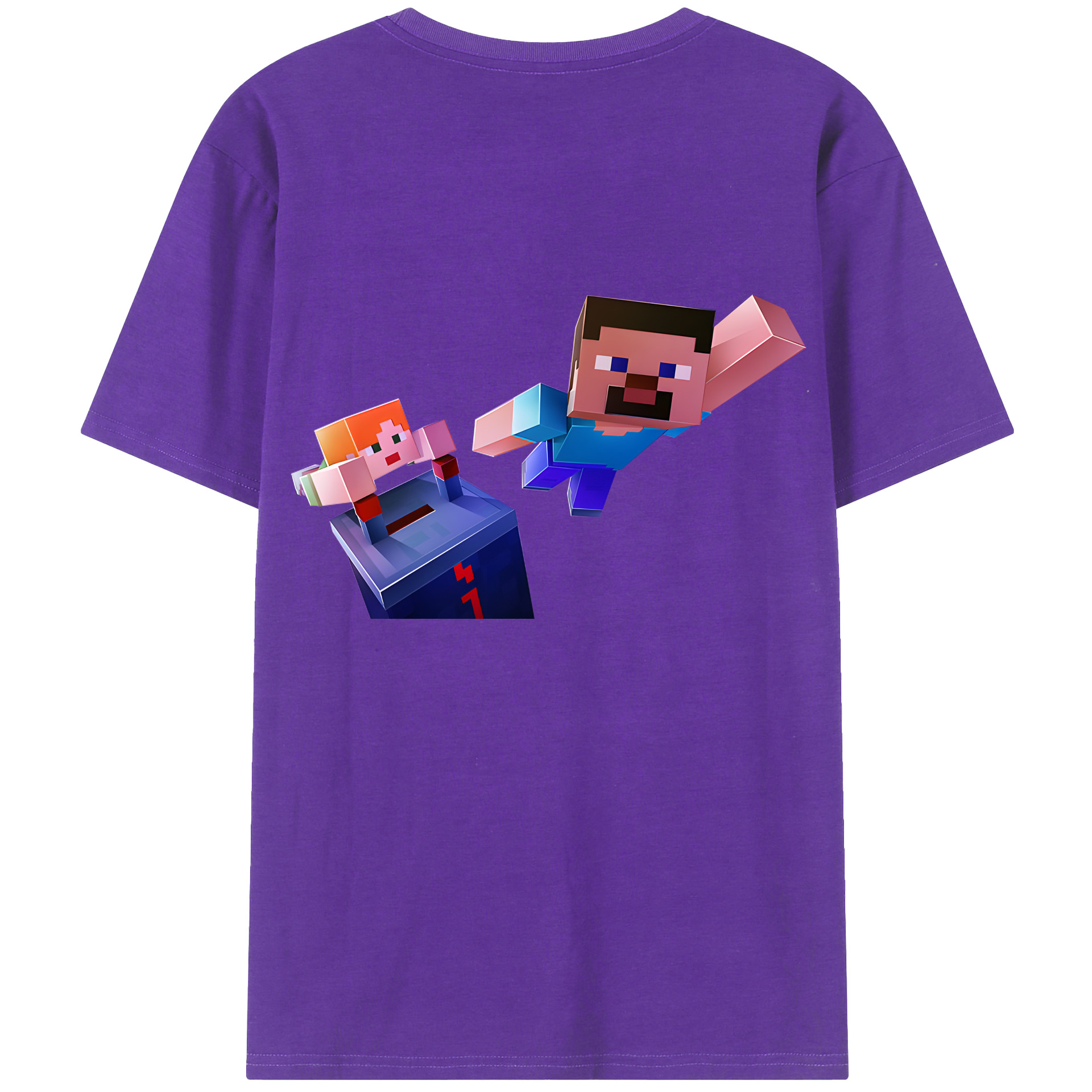 （画像用） マインクラフト ブロックの世界 Minecraft MC Block world 綿100％ メンズ半袖Tシャツ（バックプリント） 通気性