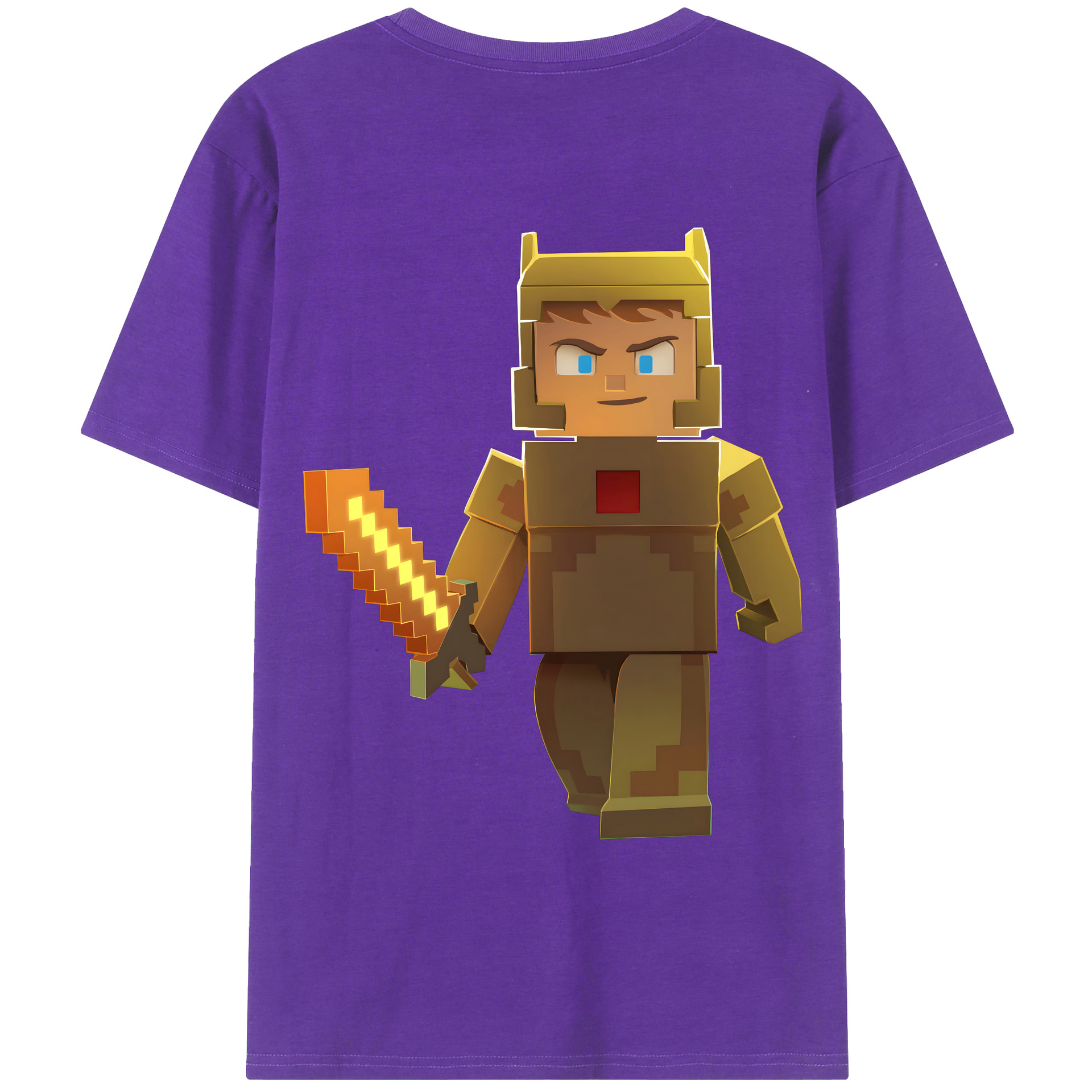 （画像用） マインクラフト ブロックの世界 Minecraft MC Block world 綿100％ メンズ半袖Tシャツ（バックプリント） 通気性