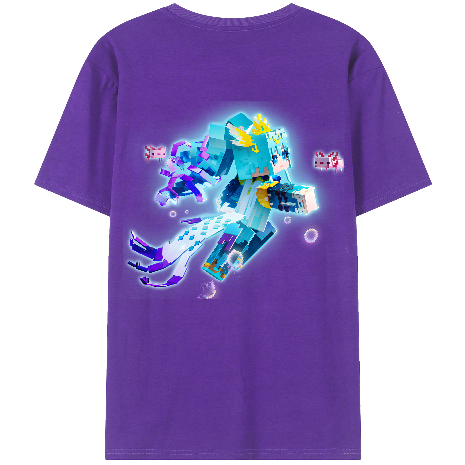 （画像用） マインクラフト ブロックの世界 Minecraft MC Block world 綿100％ メンズ半袖Tシャツ（バックプリント） 通気性