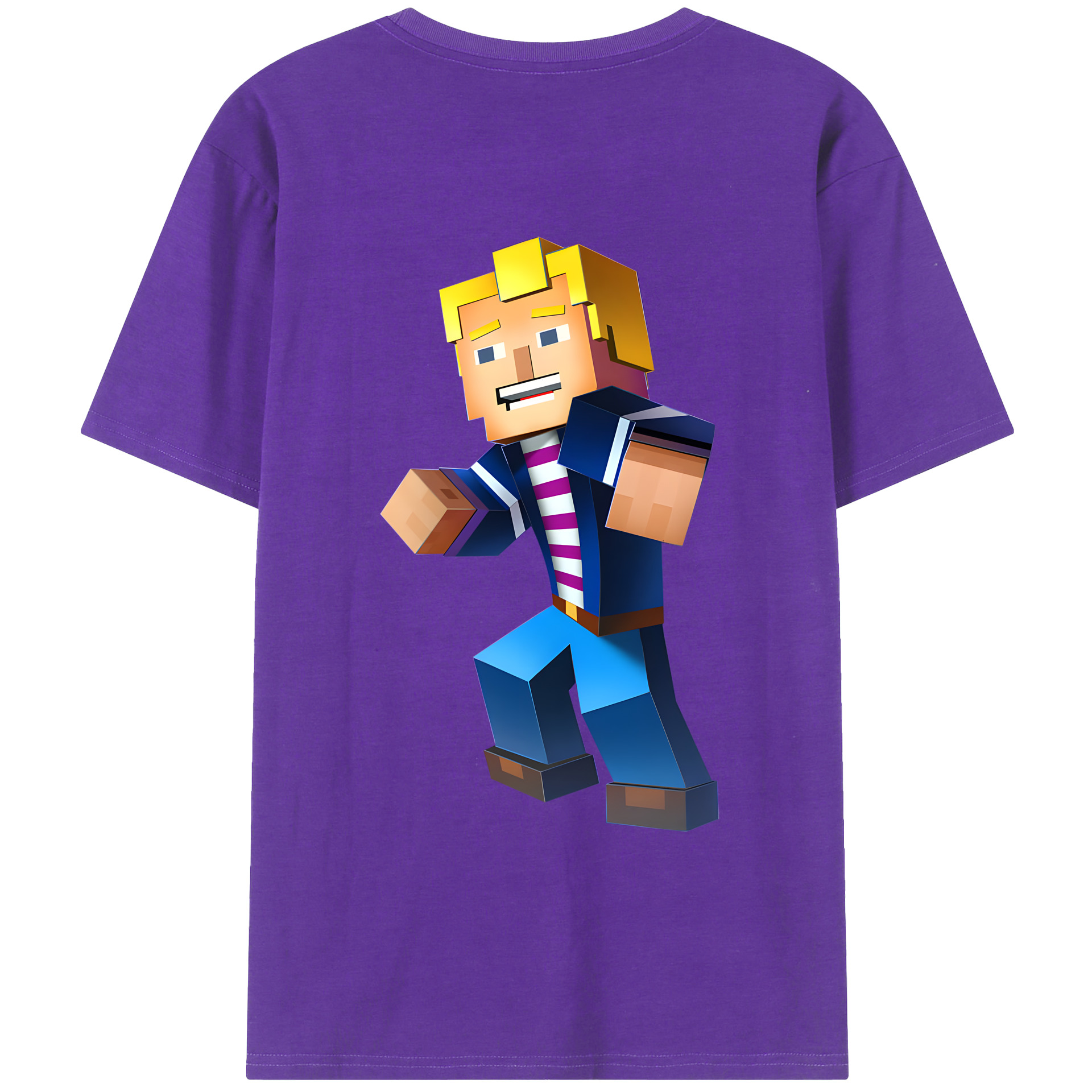 （画像用） マインクラフト ブロックの世界 Minecraft MC Block world 綿100％ メンズ半袖Tシャツ（バックプリント） 通気性