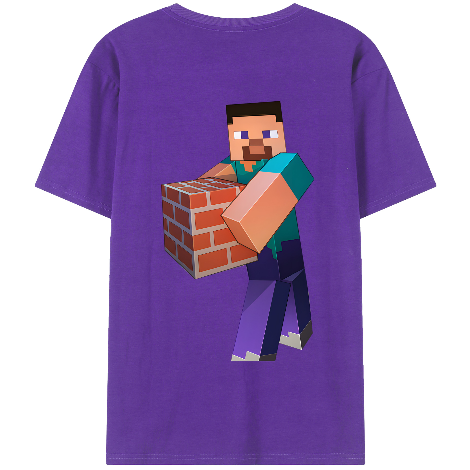 （画像用） マインクラフト ブロックの世界 Minecraft MC Block world 綿100％ メンズ半袖Tシャツ（バックプリント） 通気性