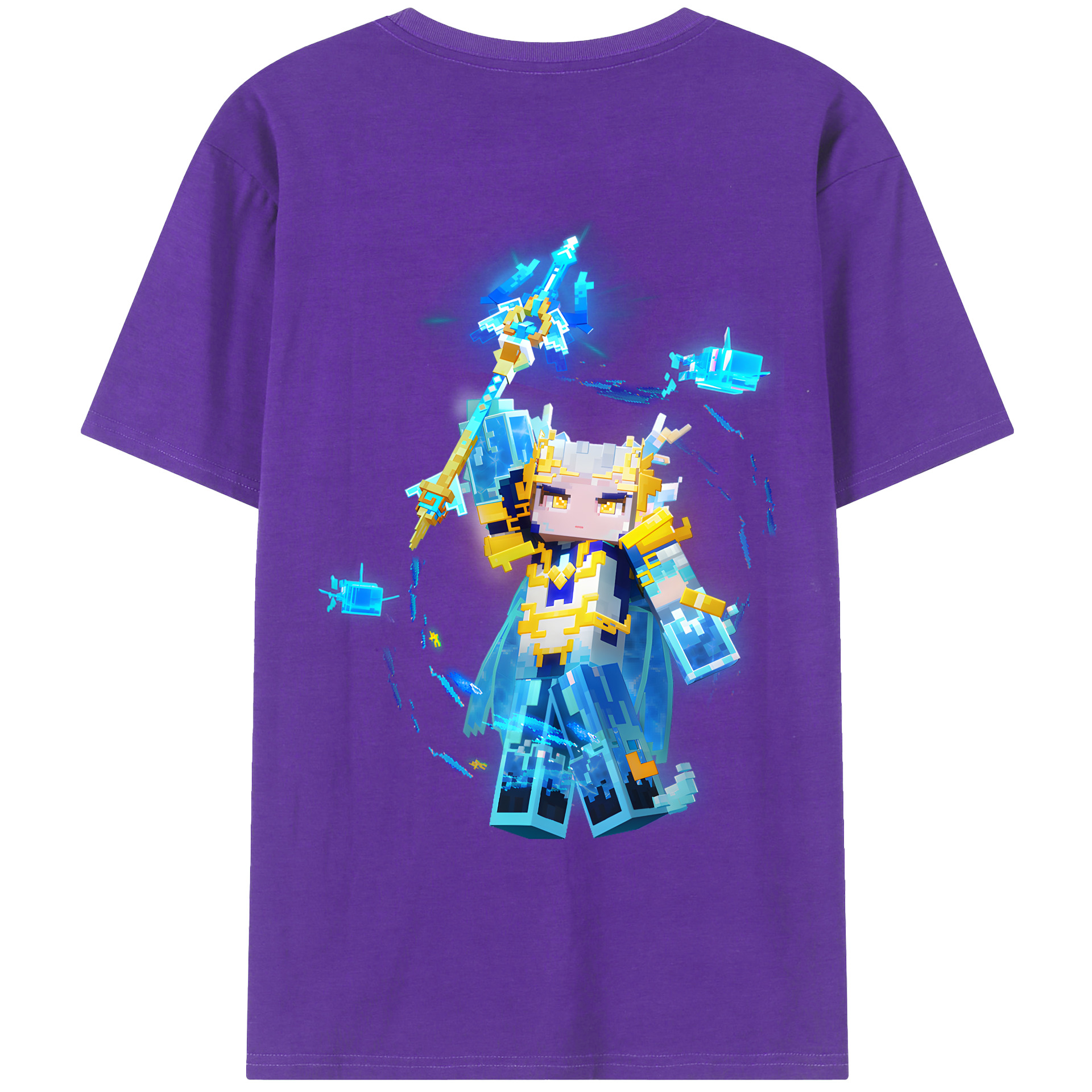 （画像用） マインクラフト ブロックの世界 Minecraft MC Block world 綿100％ メンズ半袖Tシャツ（バックプリント） 通気性